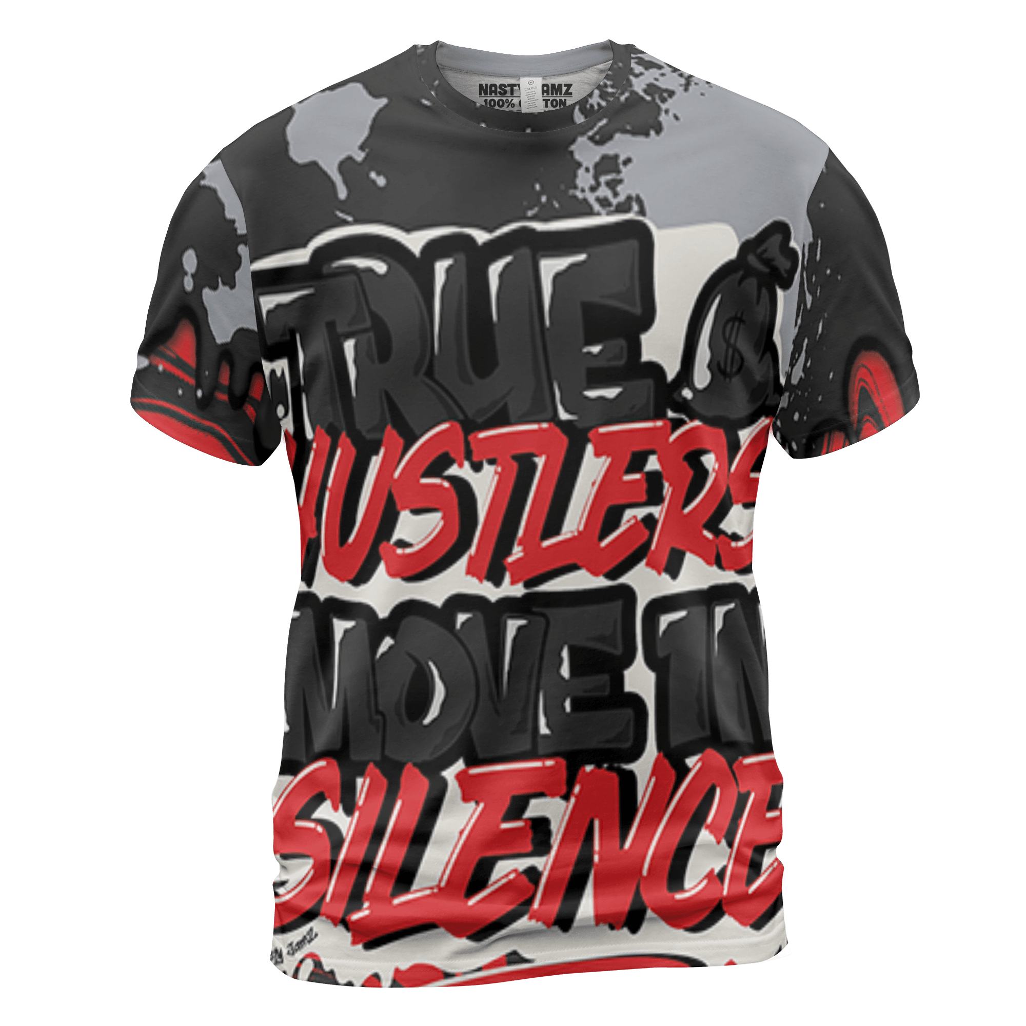 Bred Reimagined 4s T Shirt Match Move In Silence 3D All-Over Print Color Splash - NastyJamz