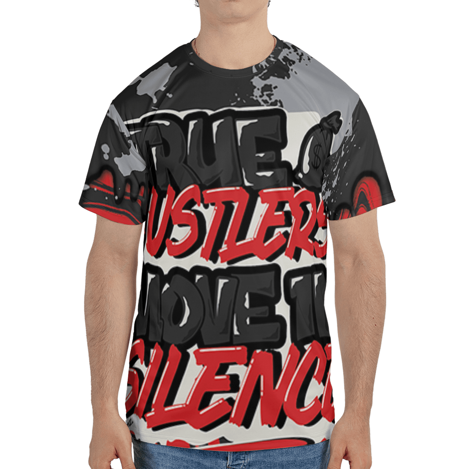 Bred Reimagined 4s T Shirt Match Move In Silence 3D All-Over Print Color Splash - NastyJamz