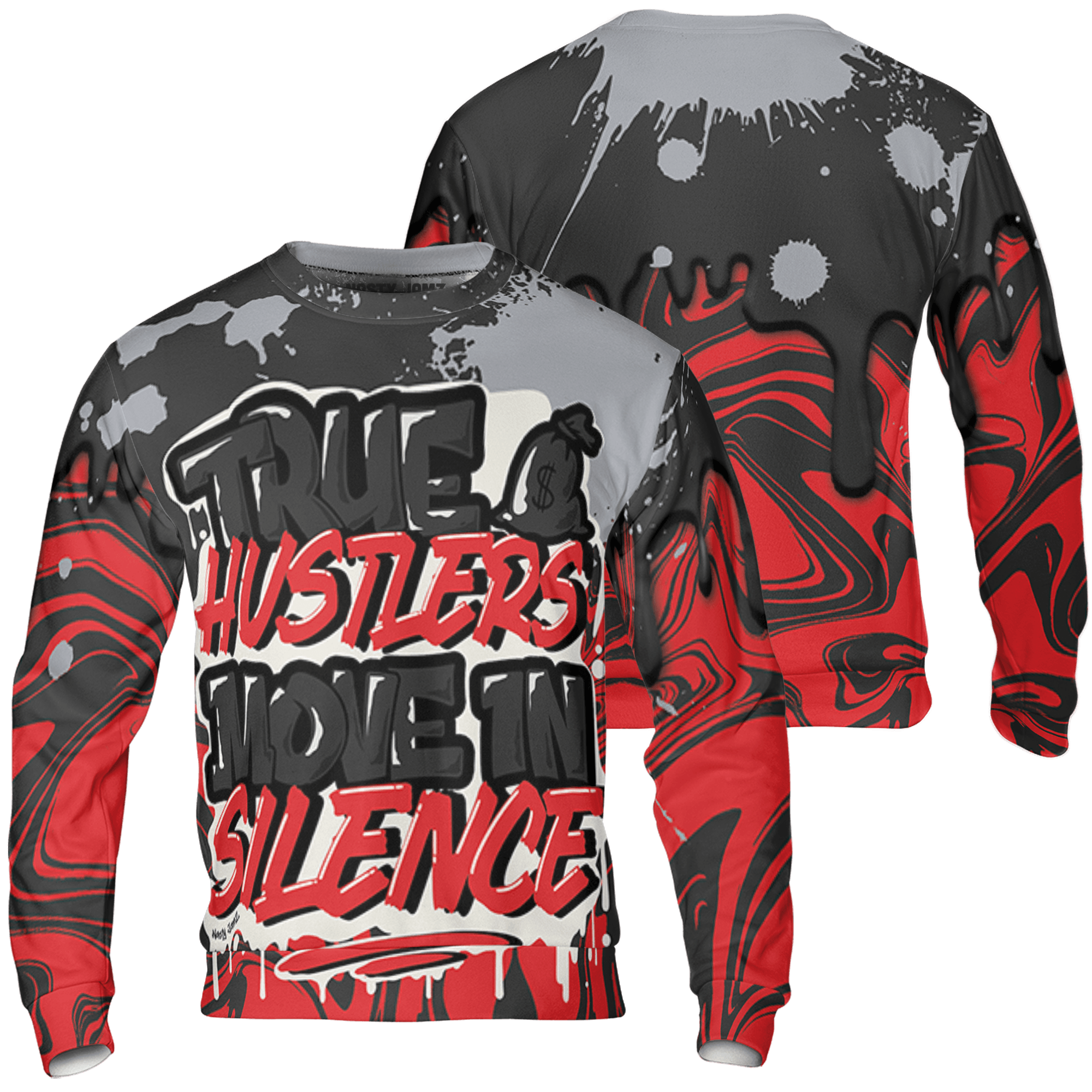 Bred Reimagined 4s Sweatshirt Match Move In Silence 3D All-Over Print Color Splash - NastyJamz