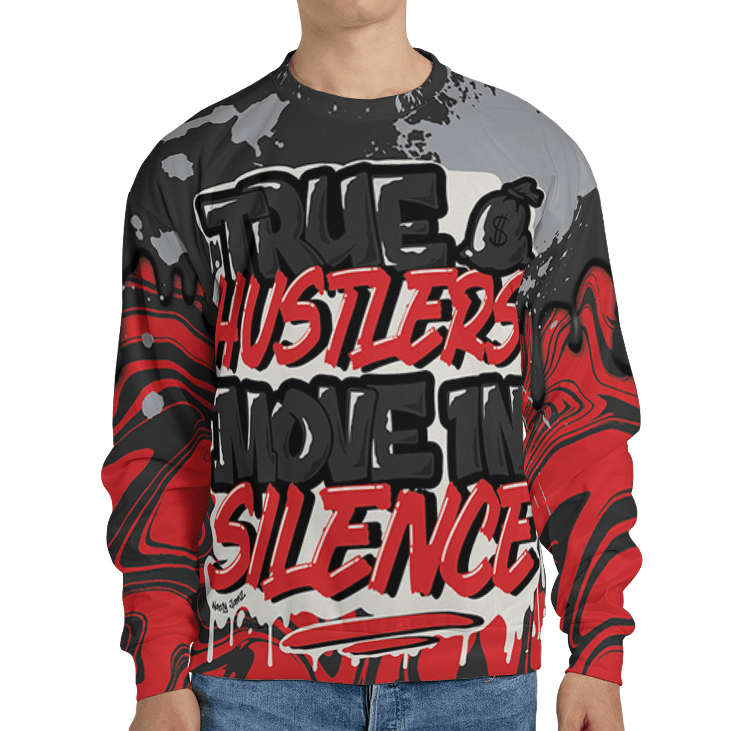 Bred Reimagined 4s Sweatshirt Match Move In Silence 3D All-Over Print Color Splash - NastyJamz