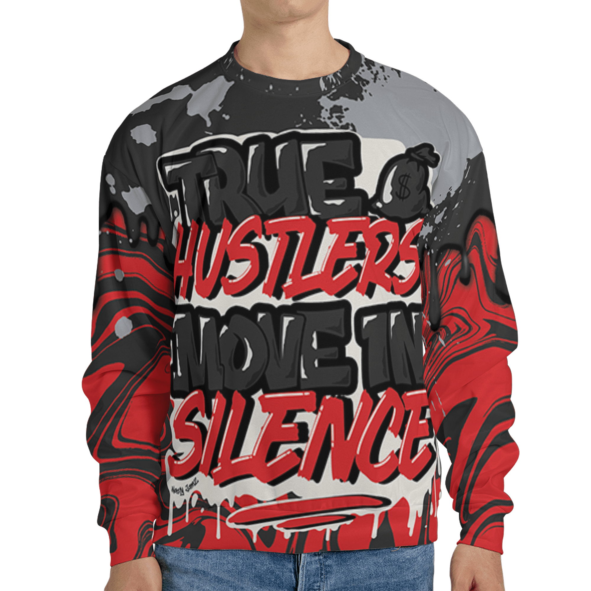 Bred Reimagined 4s Sweatshirt Match Move In Silence 3D All-Over Print Color Splash - NastyJamz