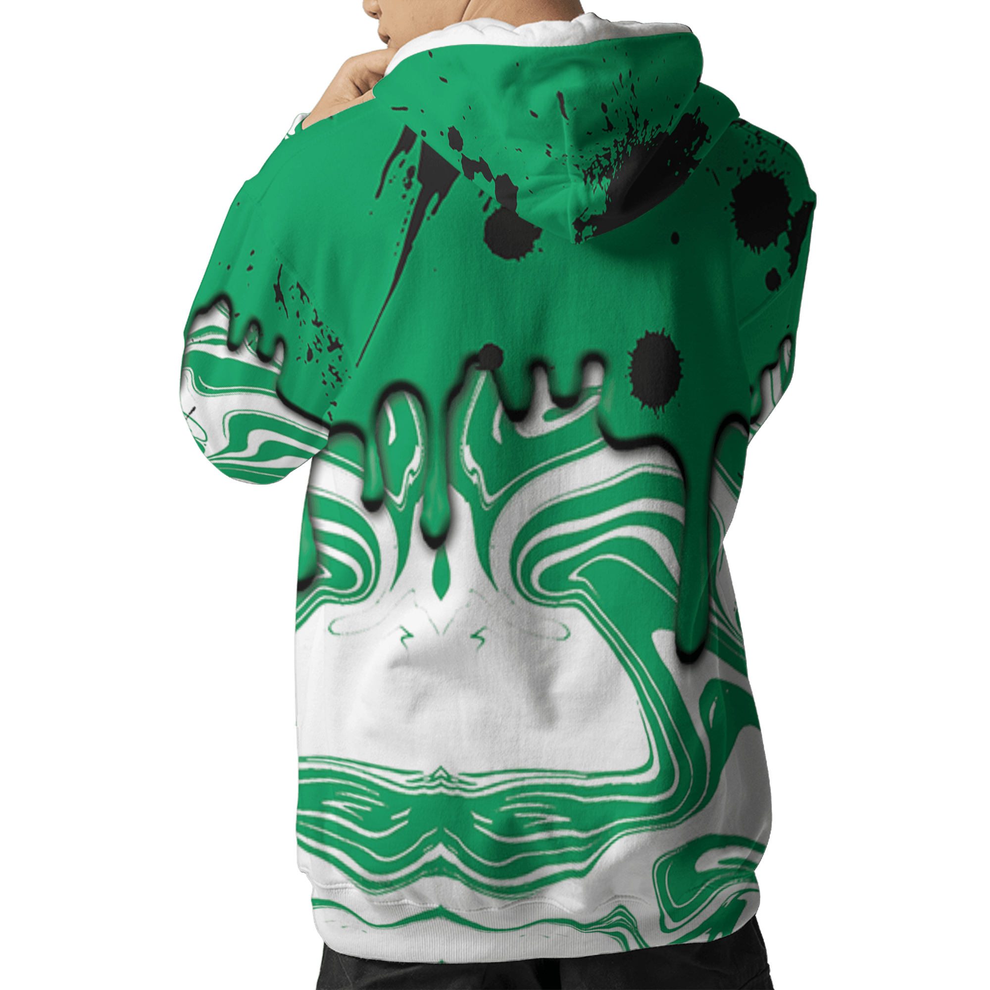 Lucky Green 5s Hoodie Match Move In Silence 3D All-Over Print Color Splash - NastyJamz
