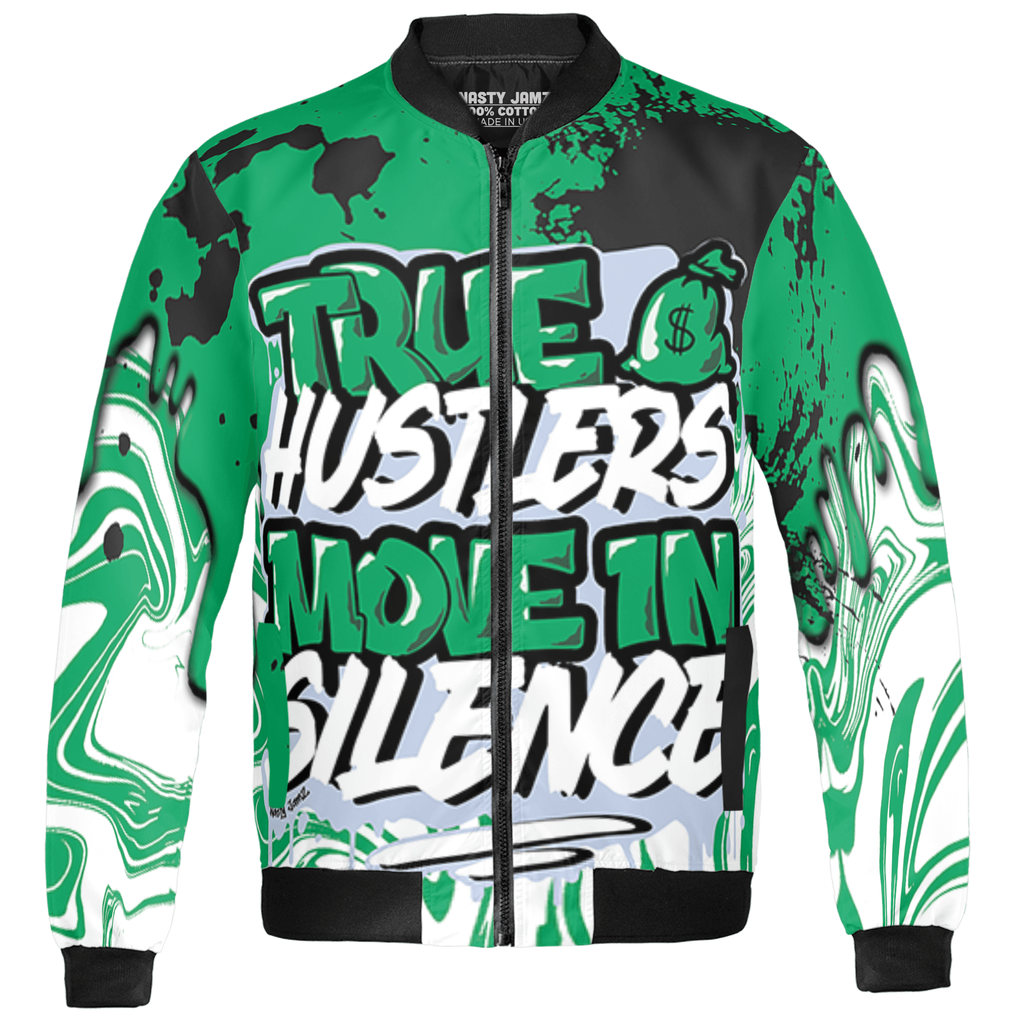 Lucky Green 5s Jacket Match Move In Silence 3D All-Over Print Color Splash - NastyJamz