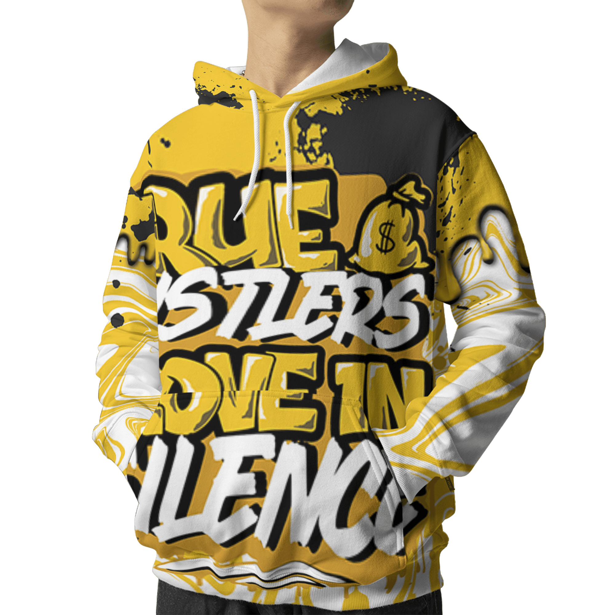 Yellow Ochre 6s Hoodie Match Move In Silence 3D All-Over Print Color Splash - NastyJamz