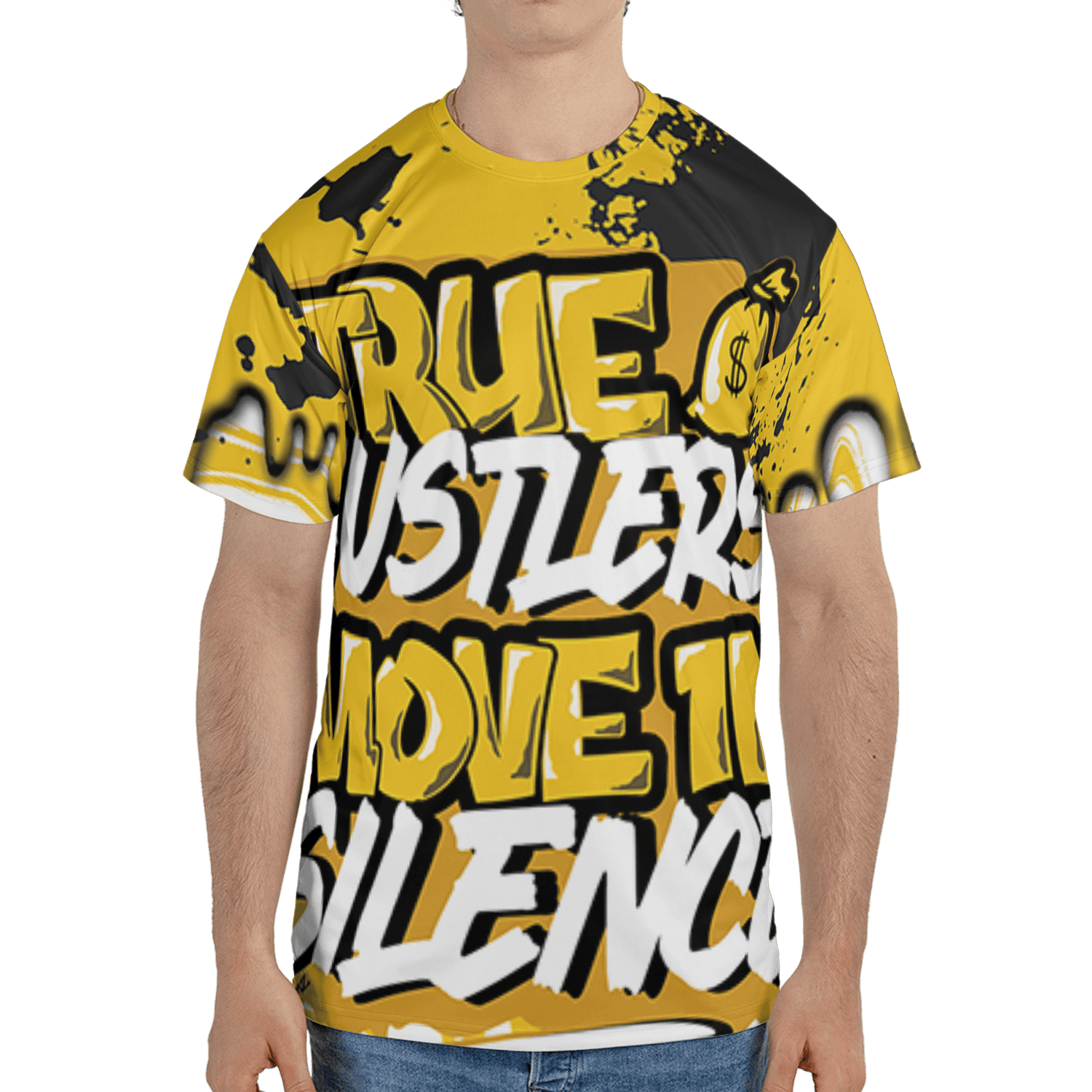 Yellow Ochre 6s T Shirt Match Move In Silence 3D All-Over Print Color Splash - NastyJamz