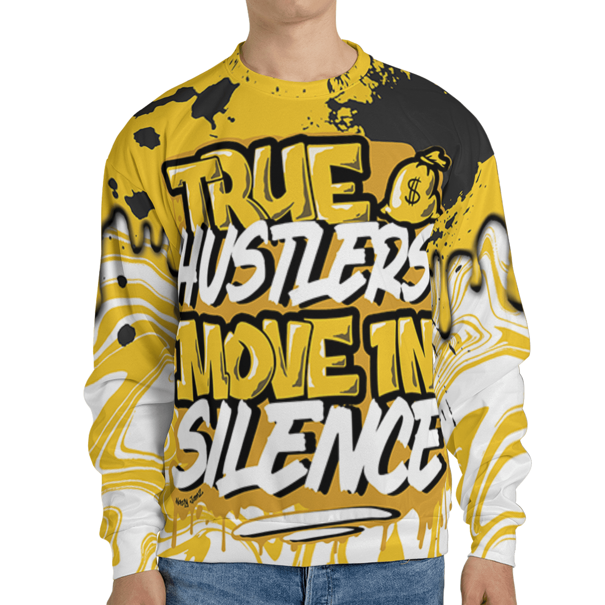 Yellow Ochre 6s Sweatshirt Match Move In Silence 3D All-Over Print Color Splash - NastyJamz