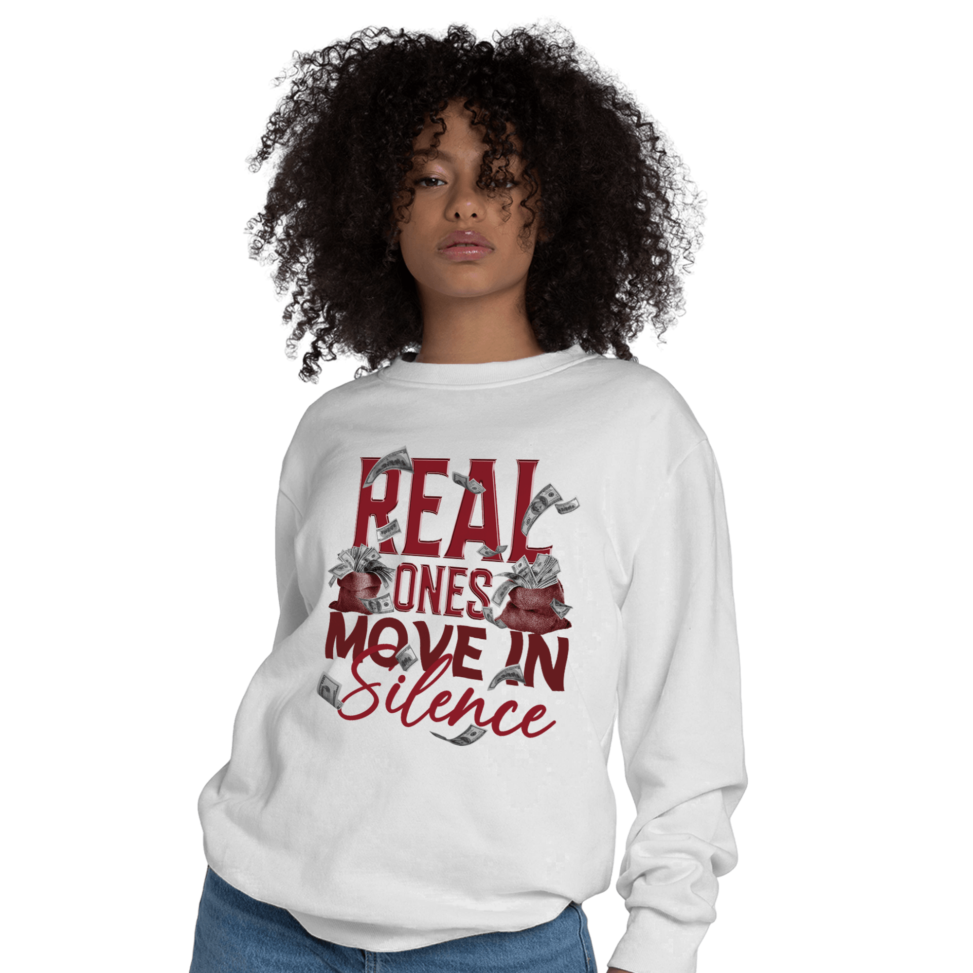 Cherry 12s Sweatshirt Match Move In Silence Money - NastyJamz