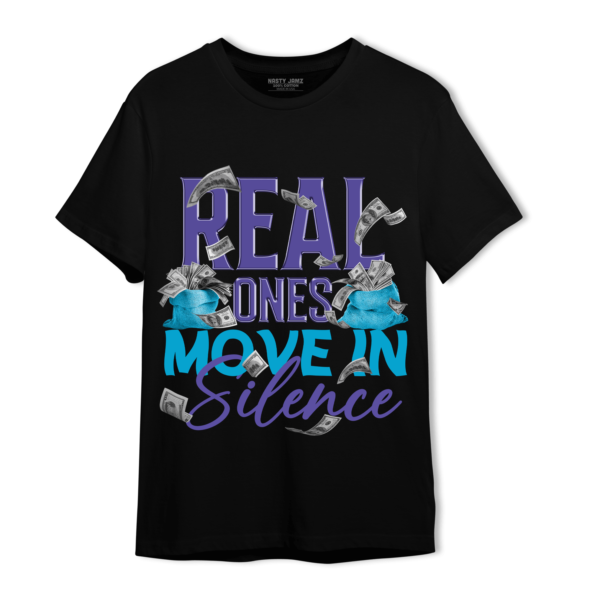 Aqua 6s T Shirt Match Move In Silence Money - NastyJamz