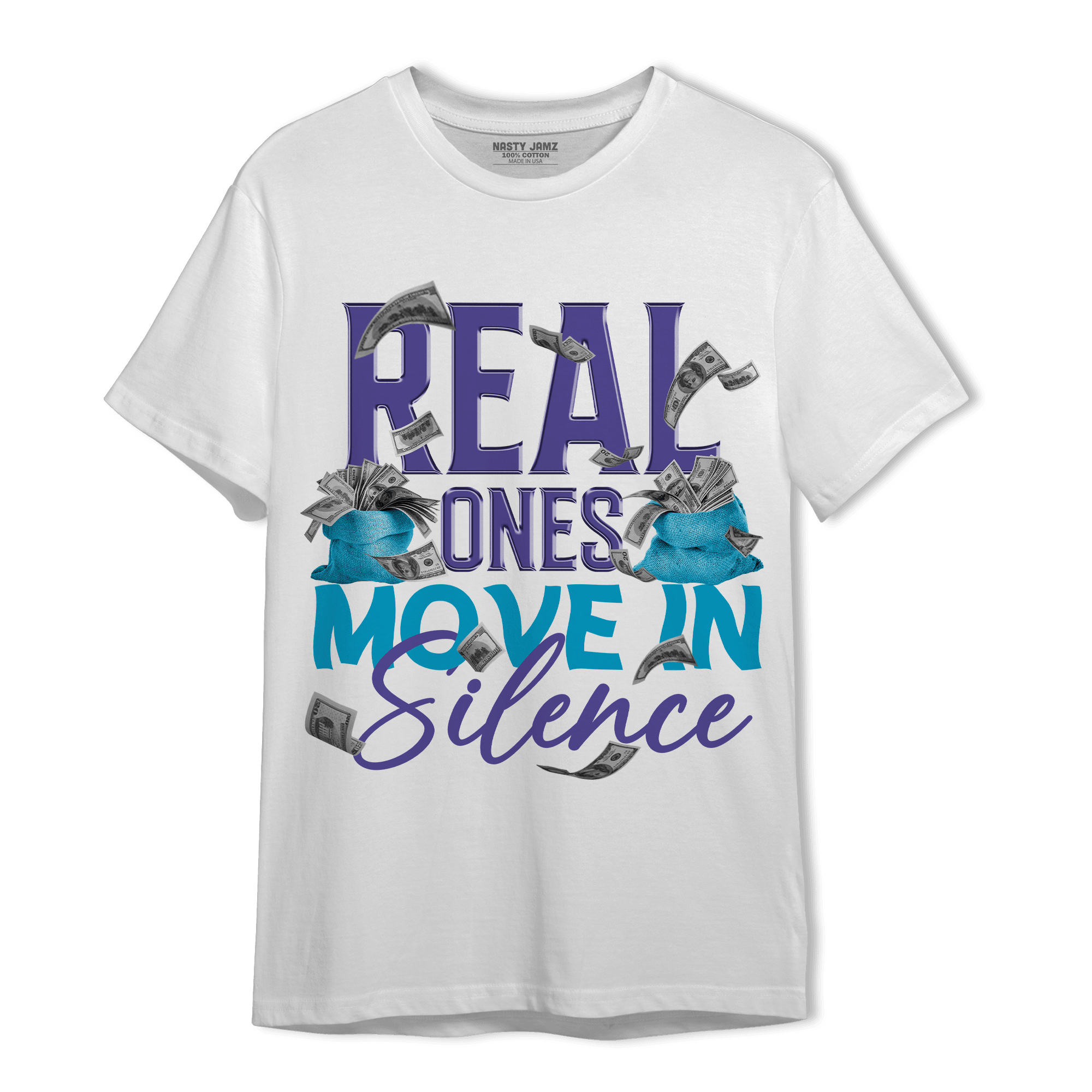 Aqua 6s T Shirt Match Move In Silence Money - NastyJamz
