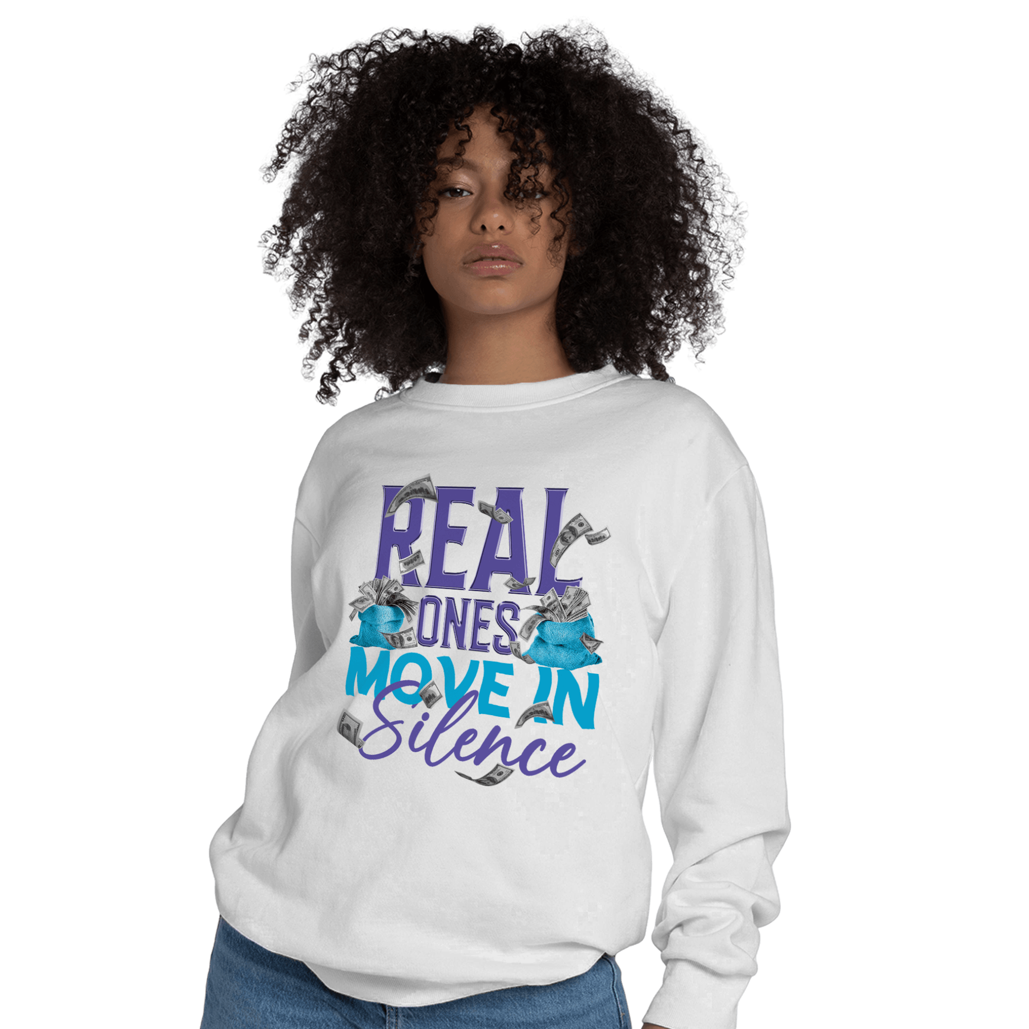 Aqua 6s Sweatshirt Match Move In Silence Money - NastyJamz