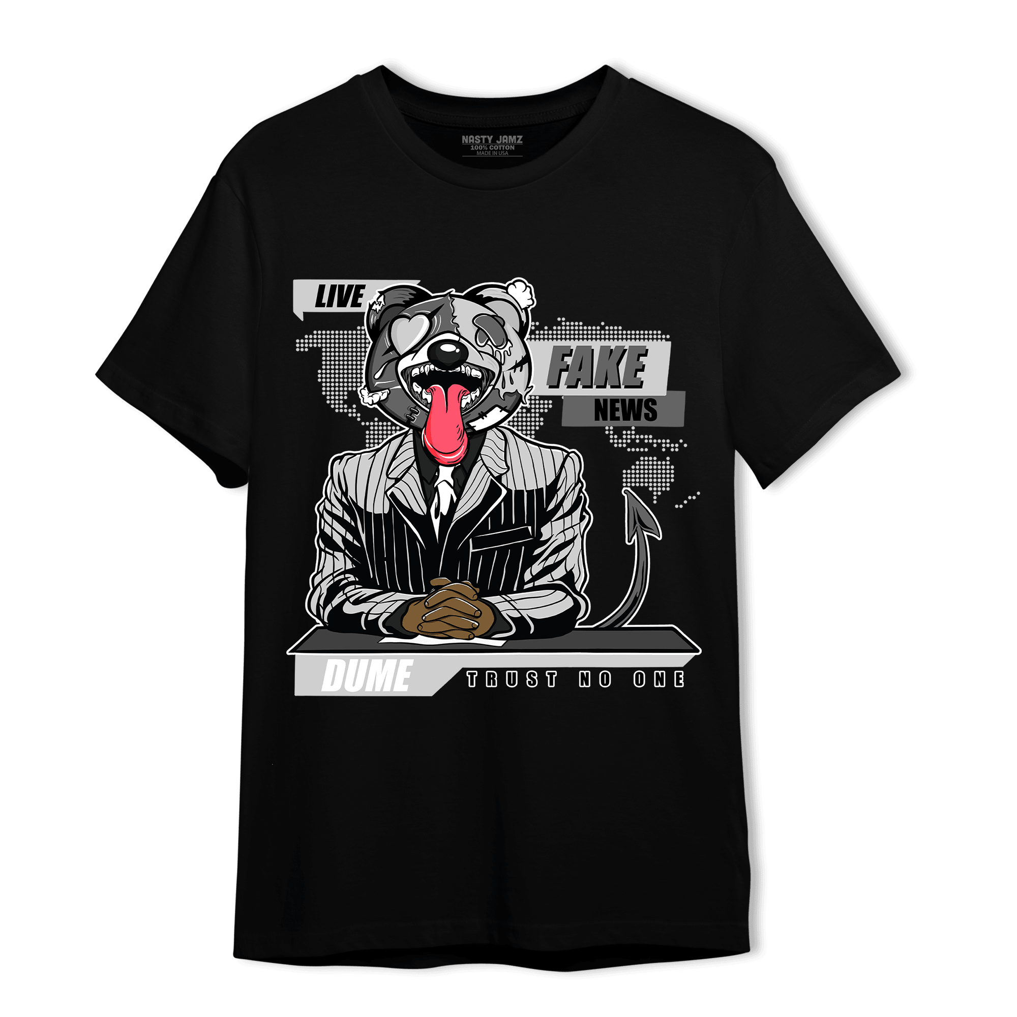 Retro High OG Black White 1s T Shirt Match News Presenter BER - NastyJamz