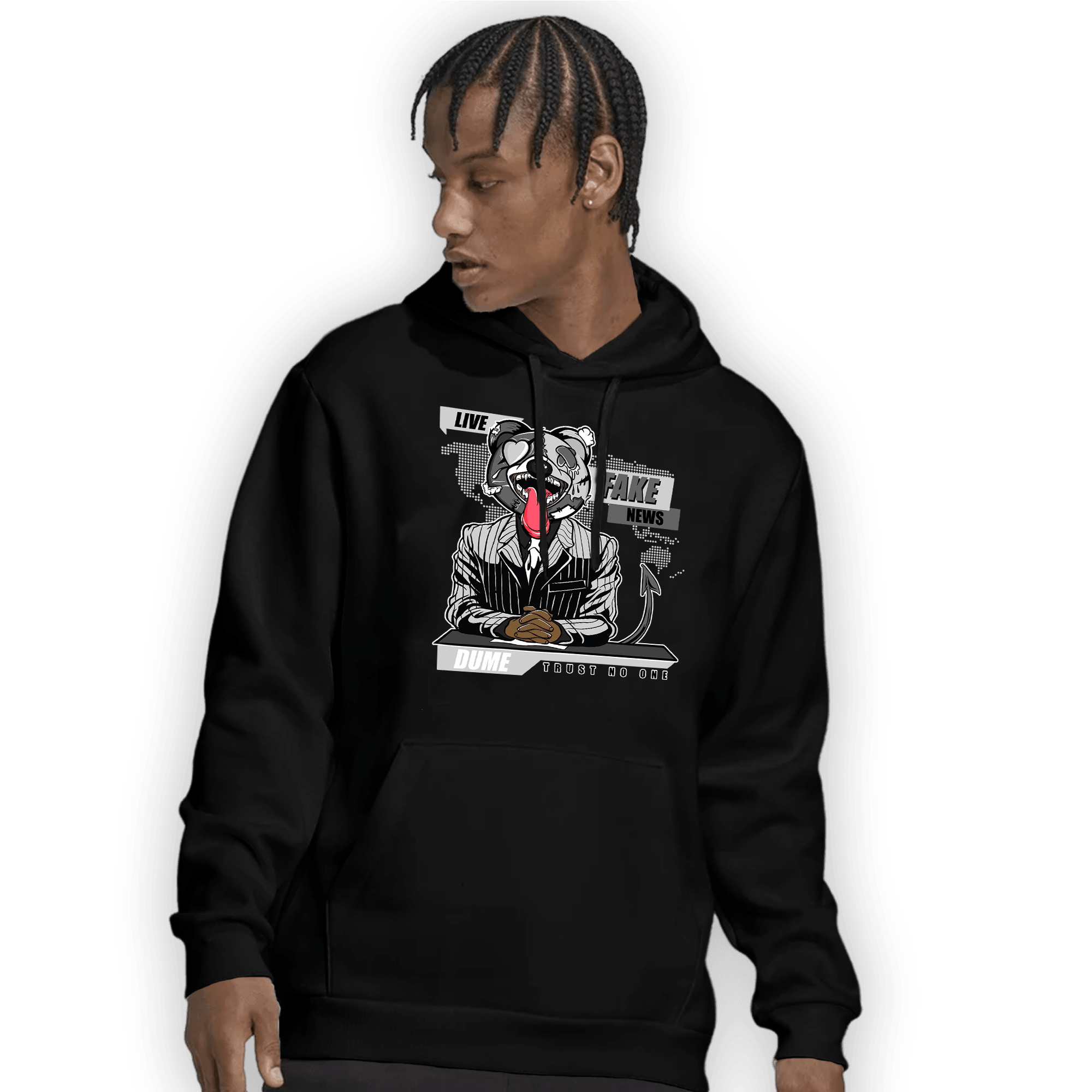 Retro High OG Black White 1s Hoodie Match News Presenter BER - NastyJamz