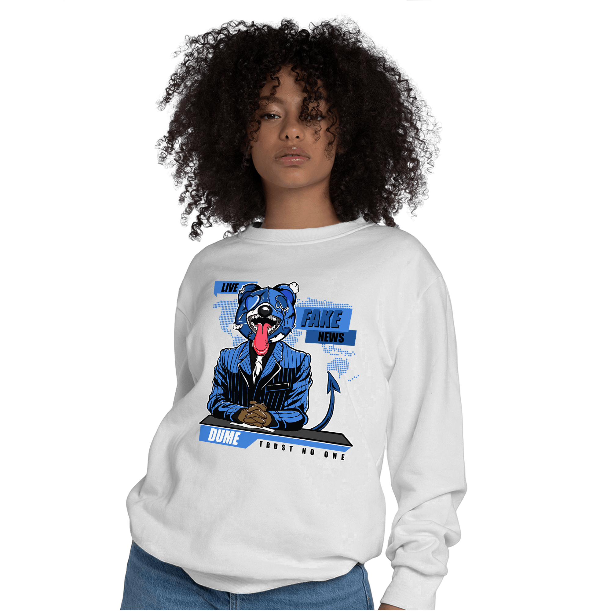 University Blue Toe 1s Sweatshirt Match News Presenter BER - NastyJamz