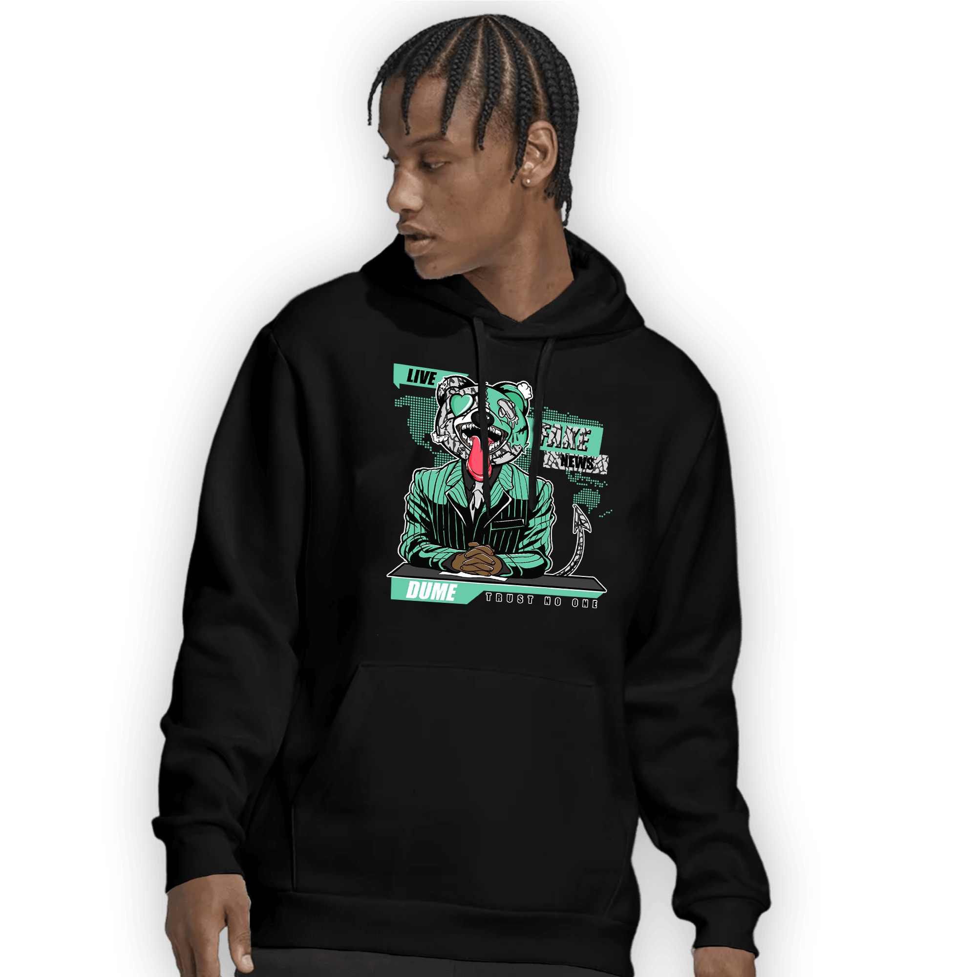 Green Glow 3s Hoodie Match News Presenter BER - NastyJamz