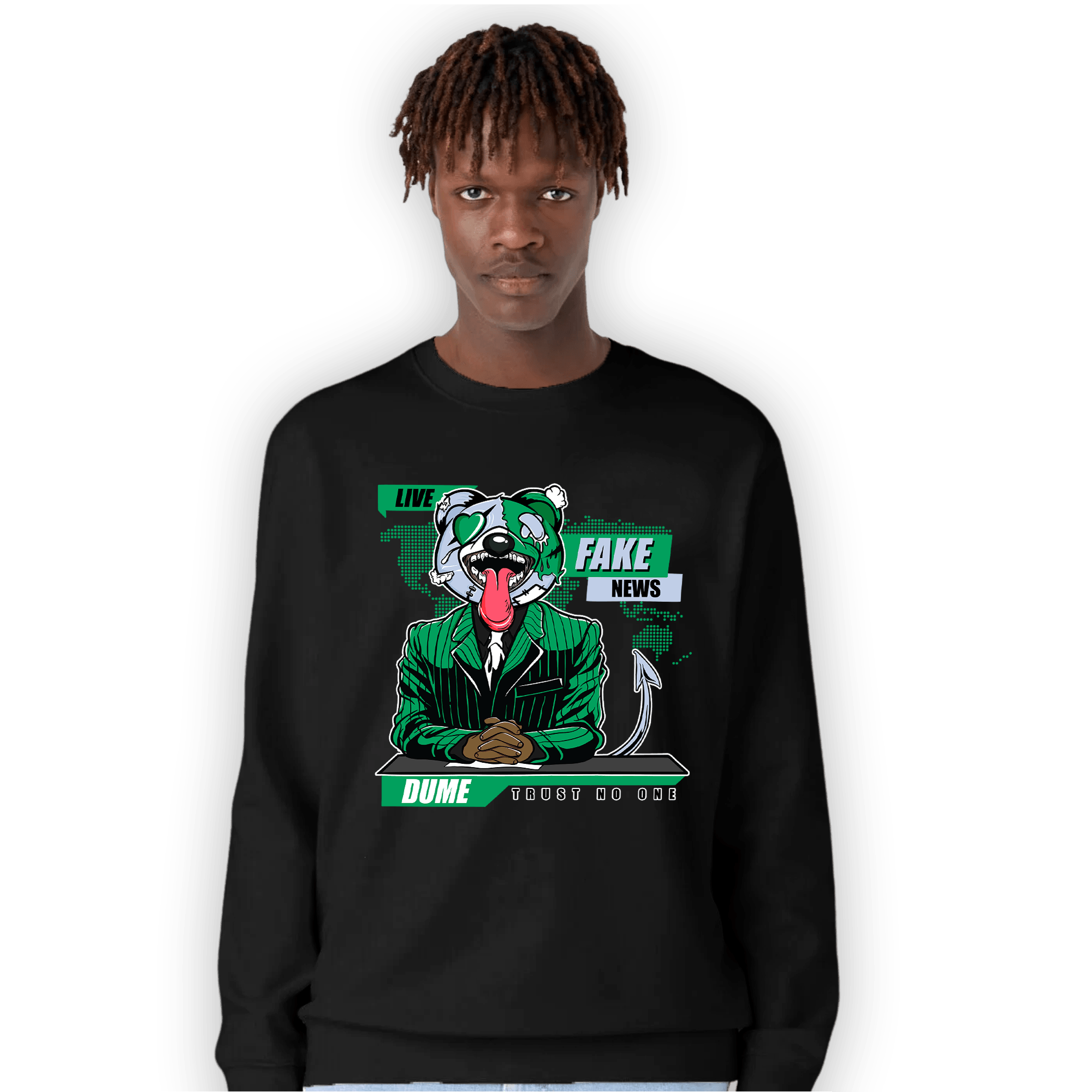 Lucky Green 5s Sweatshirt Match News Presenter BER - NastyJamz