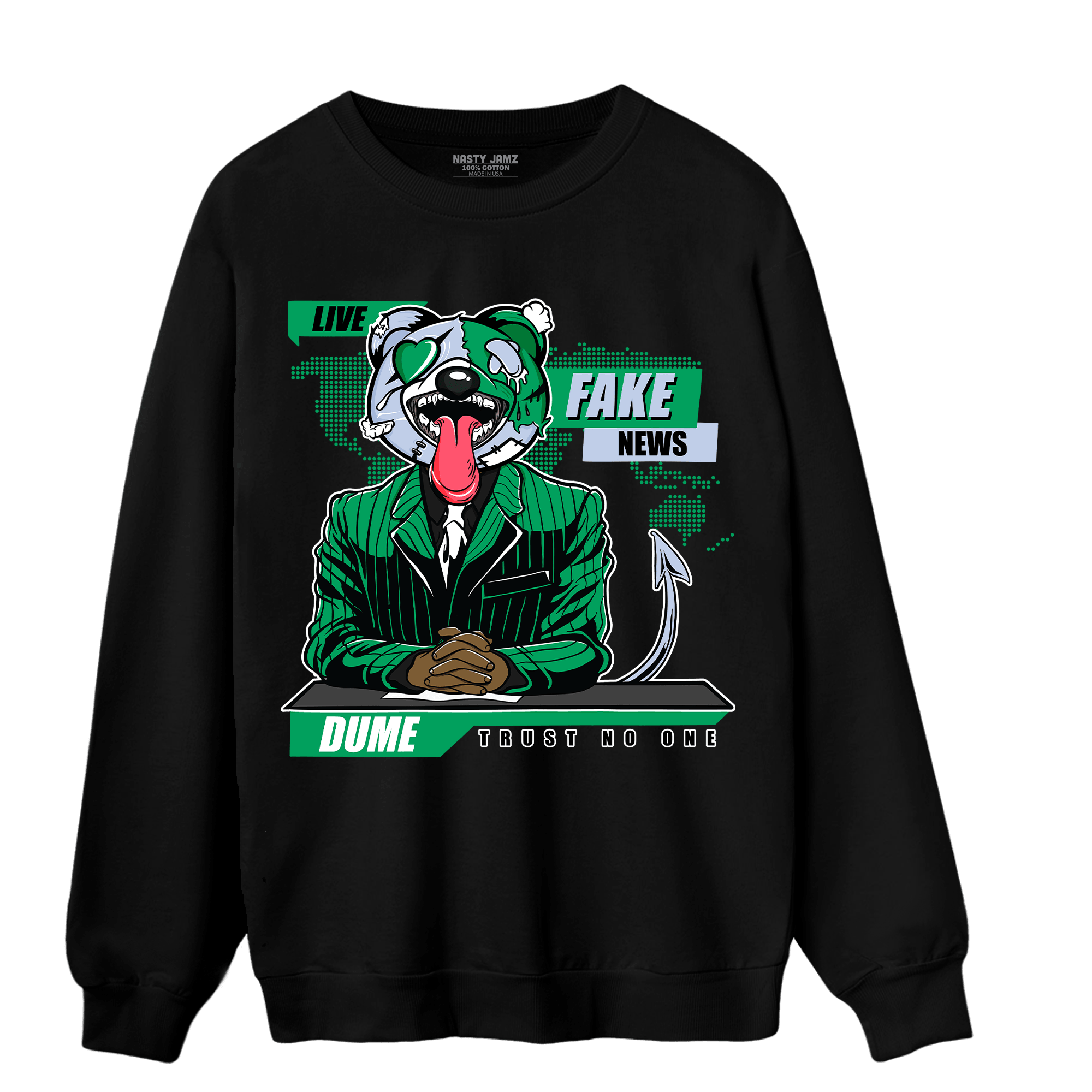 Lucky Green 5s Sweatshirt Match News Presenter BER - NastyJamz