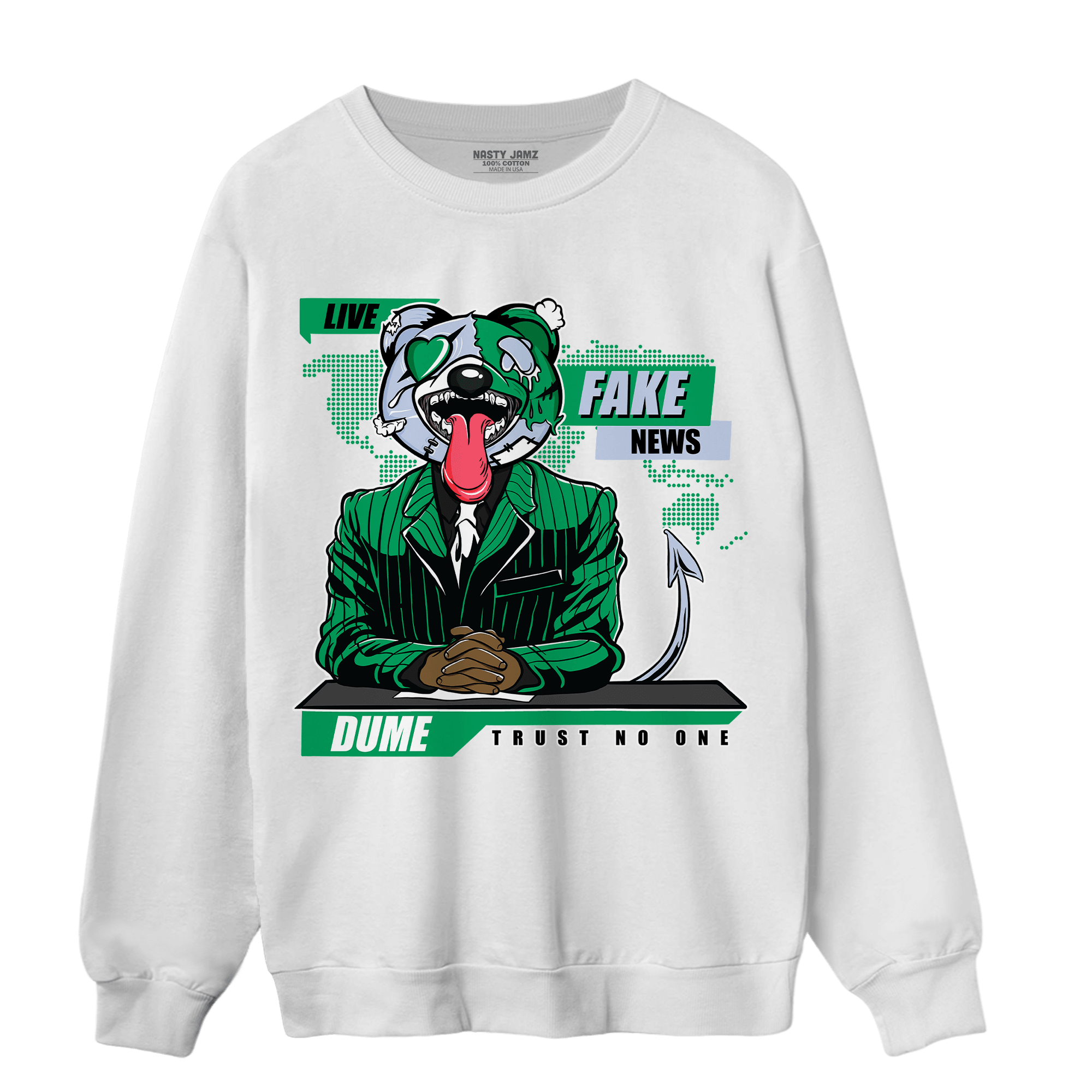 Lucky Green 5s Sweatshirt Match News Presenter BER - NastyJamz