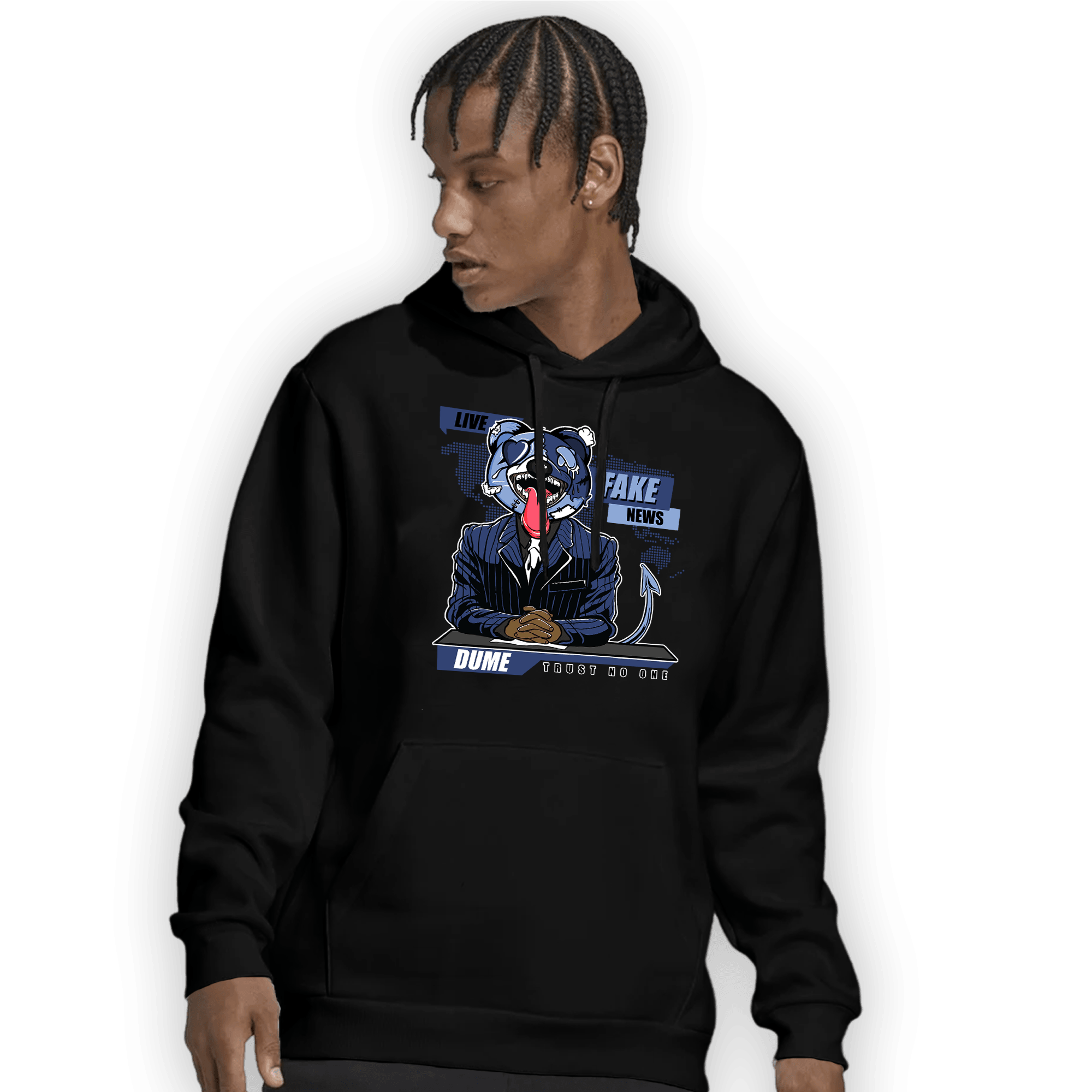 Midnight Navy 5s Hoodie Match News Presenter BER - NastyJamz