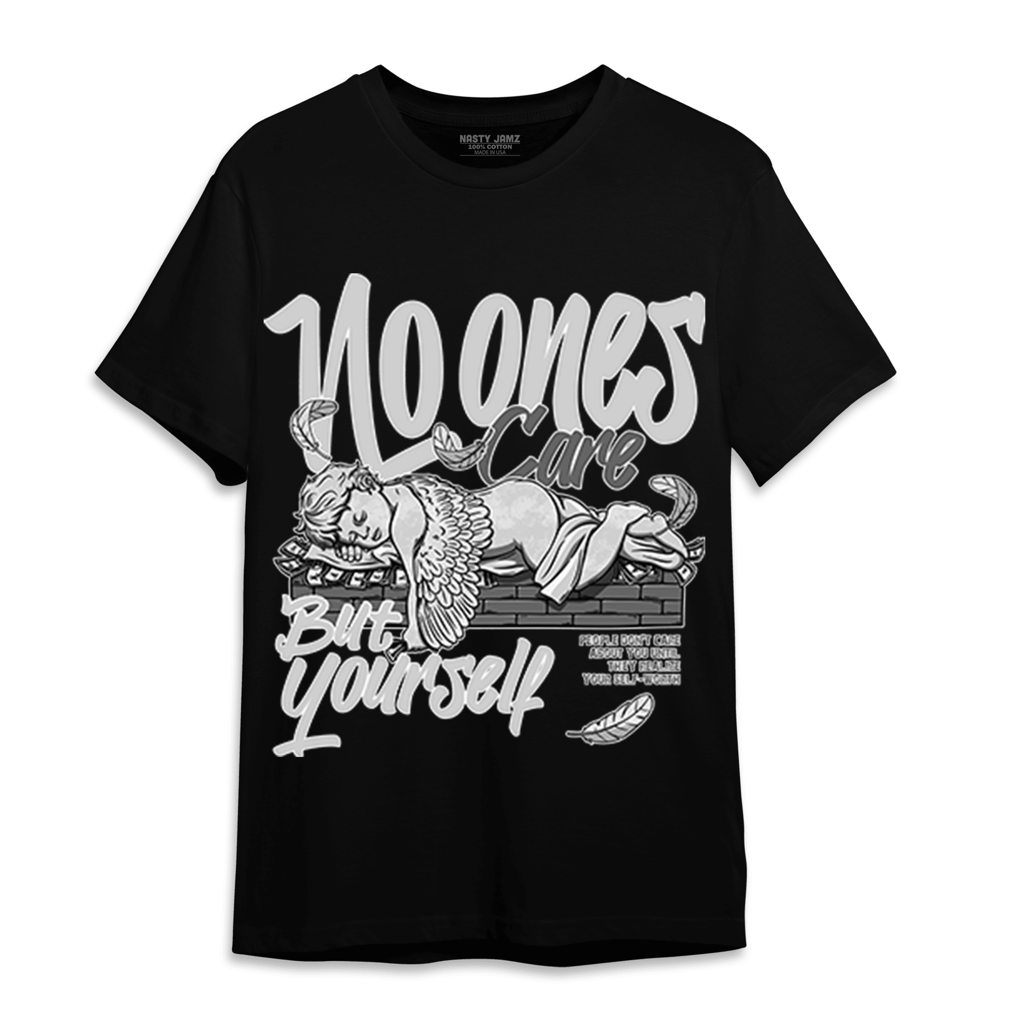 Retro High OG Black White 1s T Shirt Match No Ones Care - NastyJamz