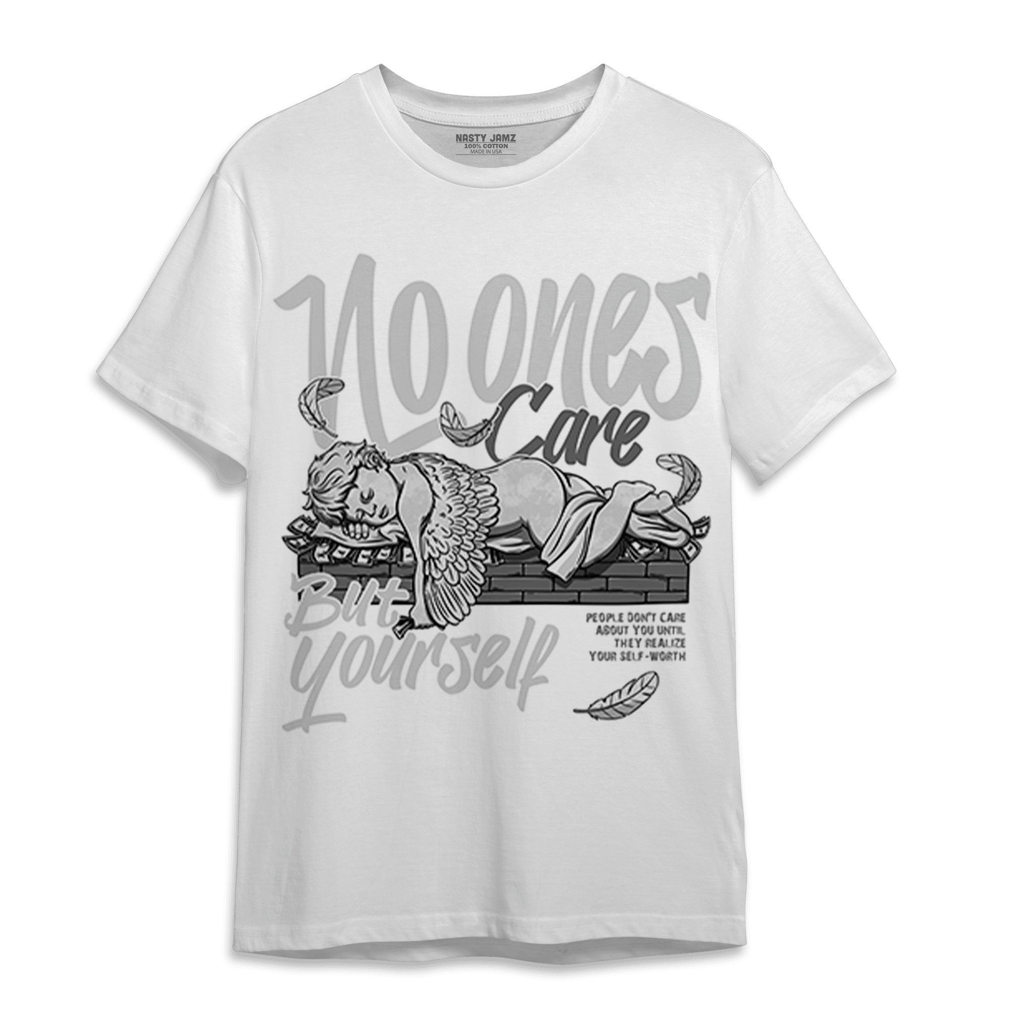 Retro High OG Black White 1s T Shirt Match No Ones Care - NastyJamz