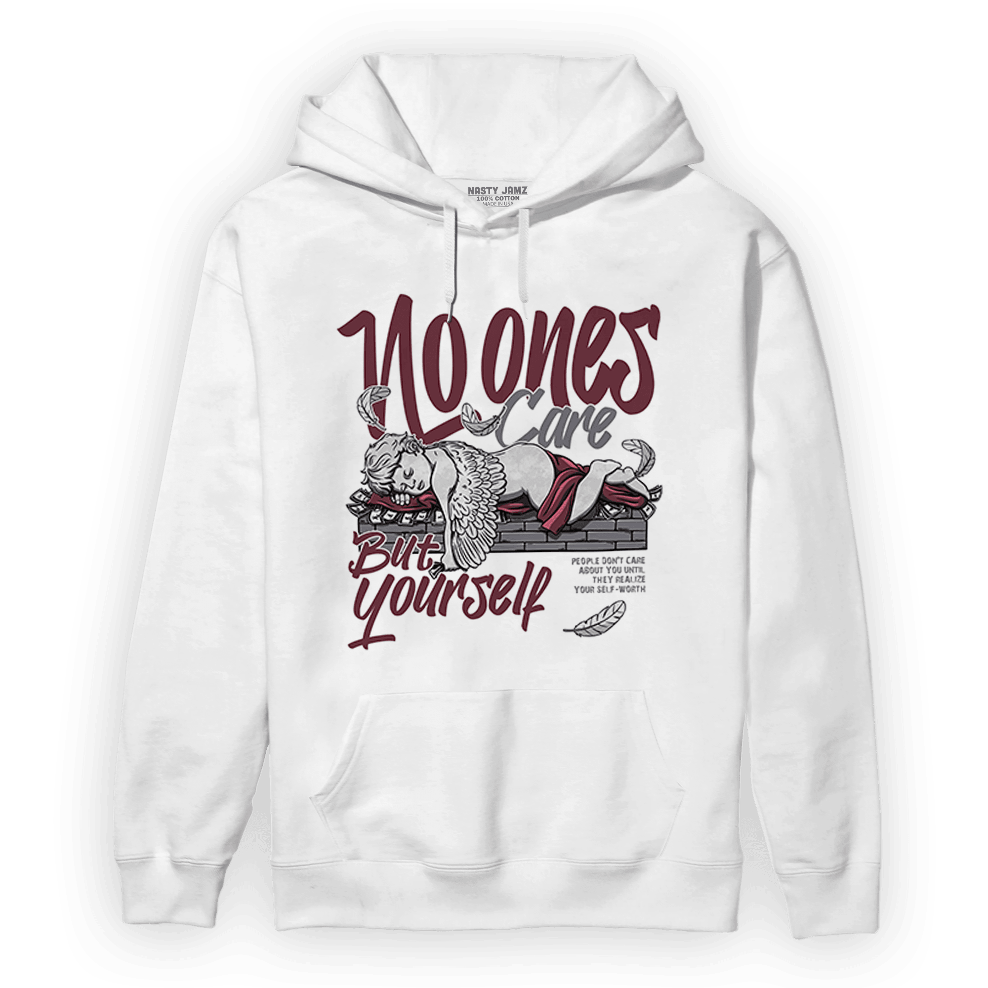Burgundy 5s Hoodie Match No Ones Care - NastyJamz