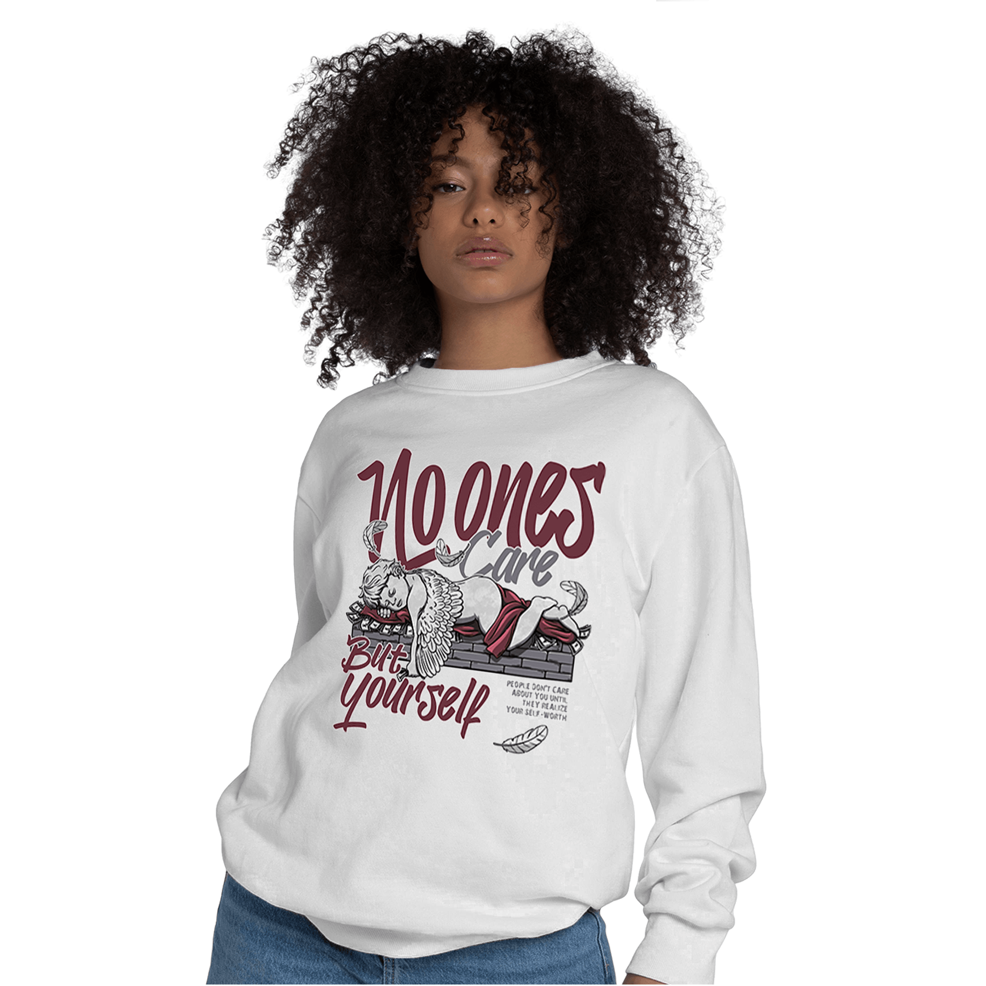 Burgundy 5s Sweatshirt Match No Ones Care - NastyJamz