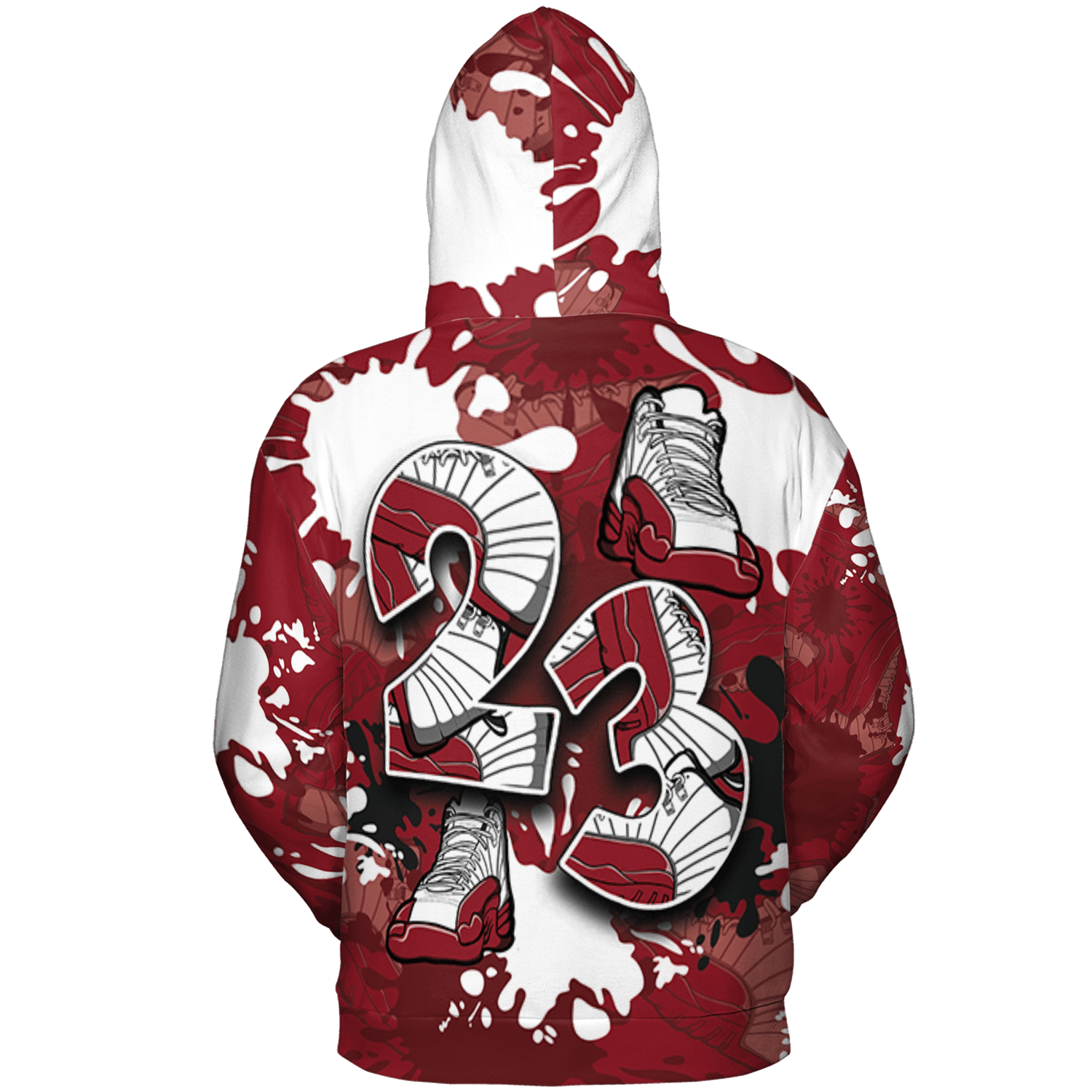 Cherry 12s Hoodie Match Number 23 Paint Too Many Sneakers - NastyJamz