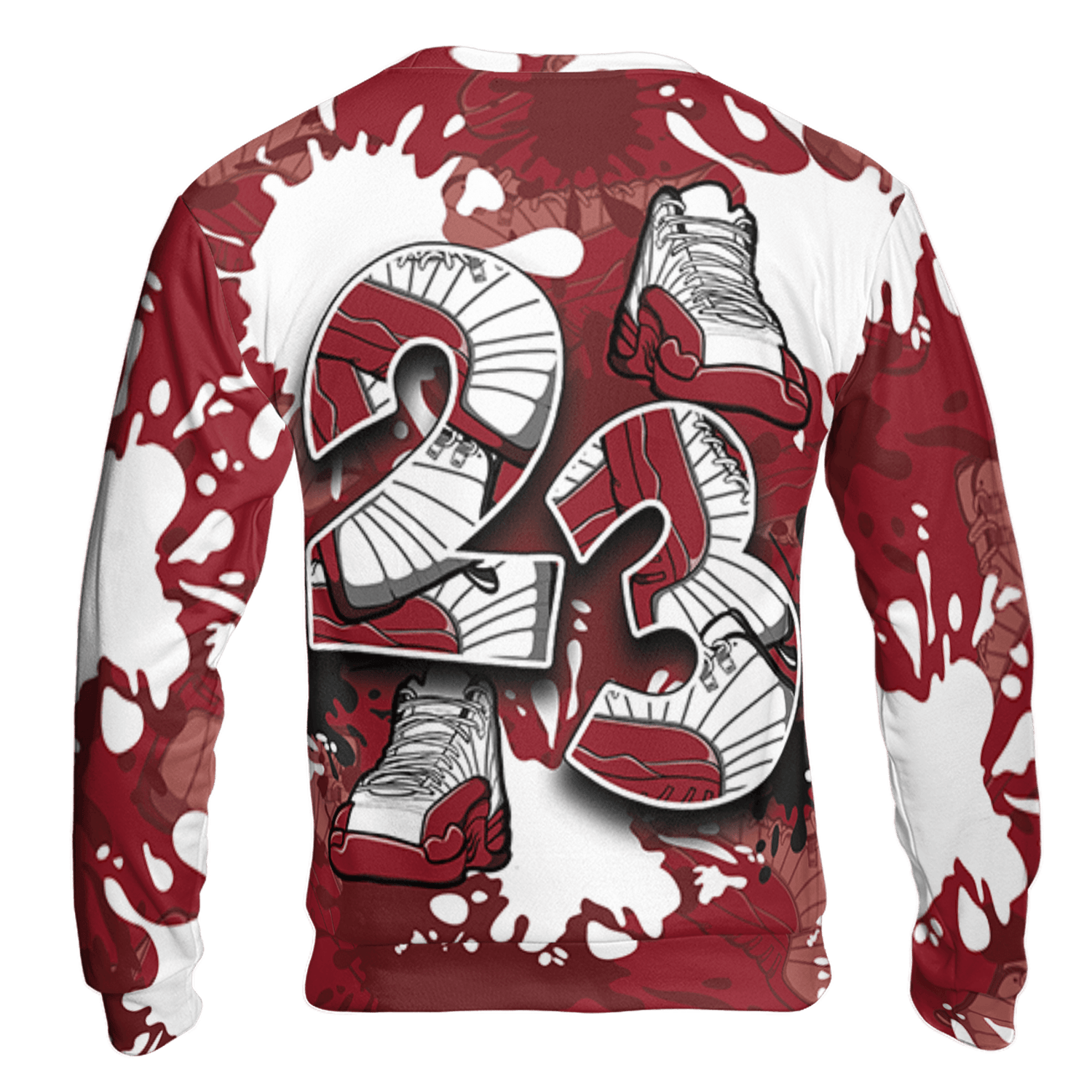Cherry 12s Sweatshirt Match Number 23 Paint Too Many Sneakers - NastyJamz