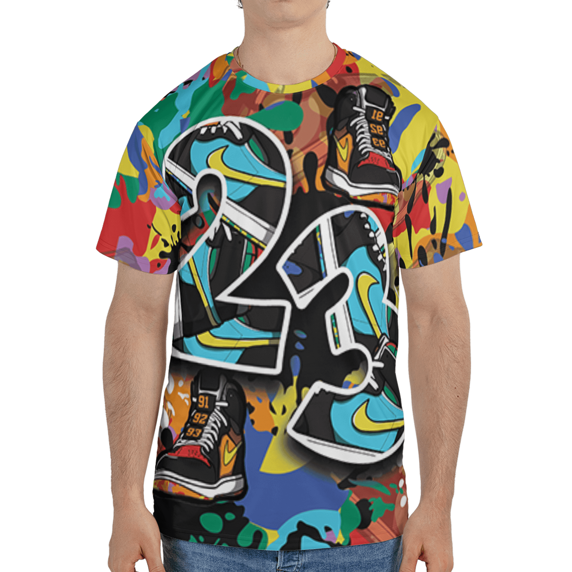 Mid GS Six Championships 1s T Shirt Match Number 23 Paint Too Many Sneakers - NastyJamz