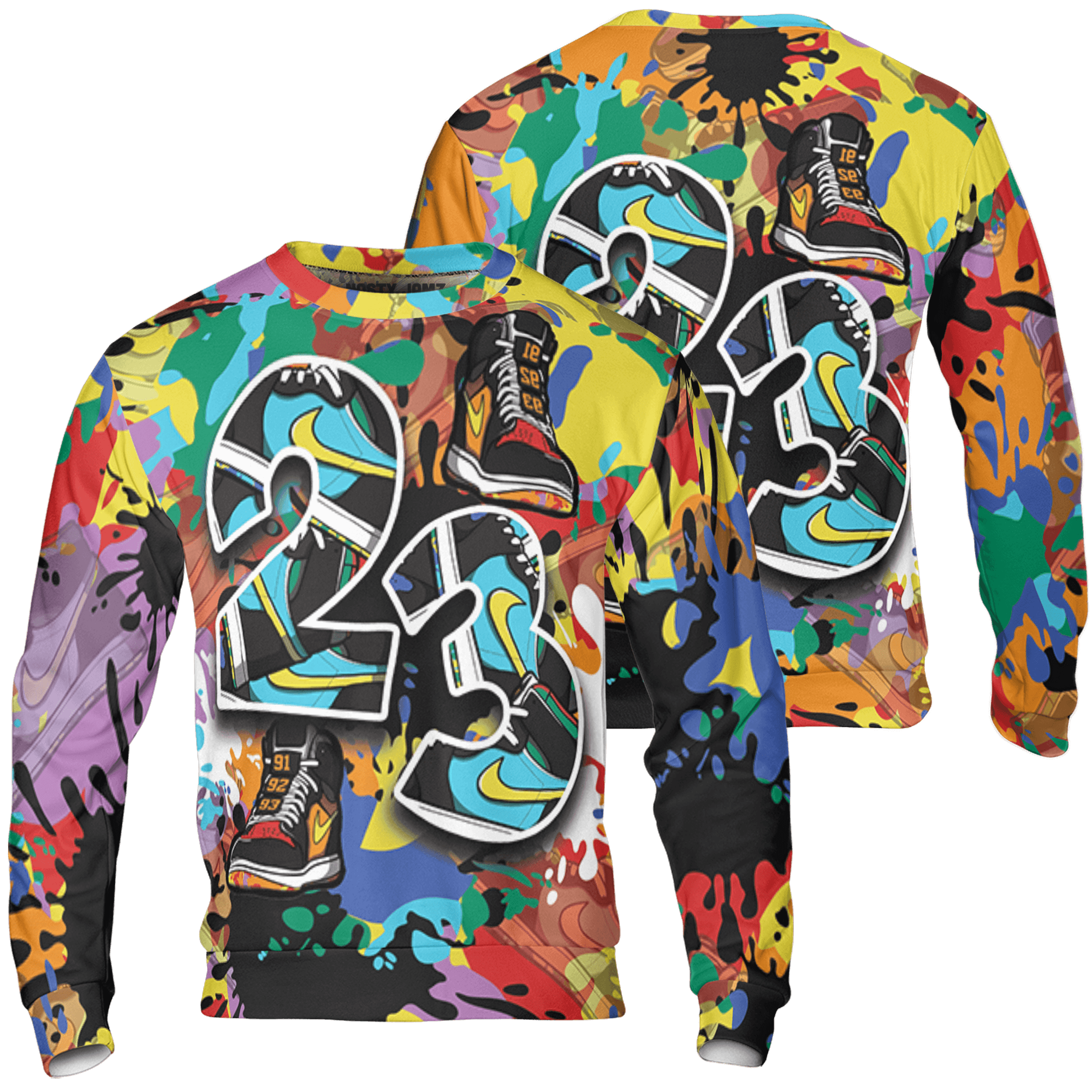 Mid GS Six Championships 1s Sweatshirt Match Number 23 Paint Too Many Sneakers - NastyJamz