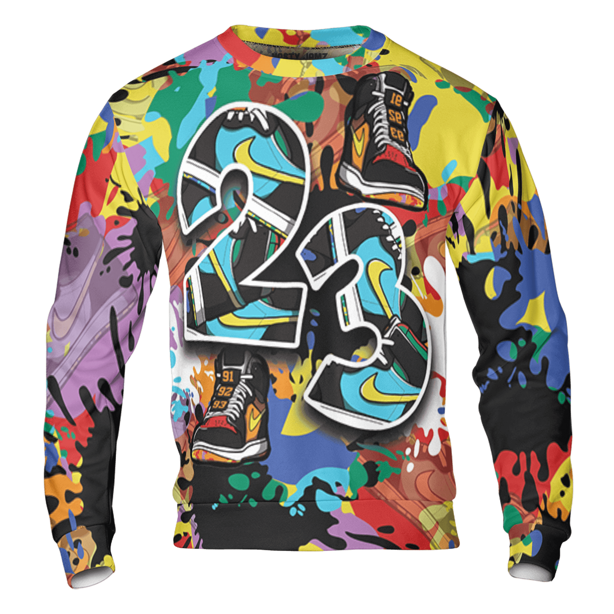 Mid GS Six Championships 1s Sweatshirt Match Number 23 Paint Too Many Sneakers - NastyJamz