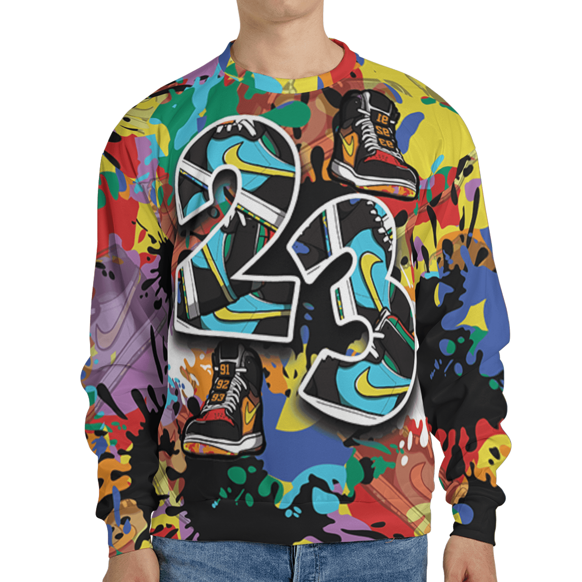 Mid GS Six Championships 1s Sweatshirt Match Number 23 Paint Too Many Sneakers - NastyJamz