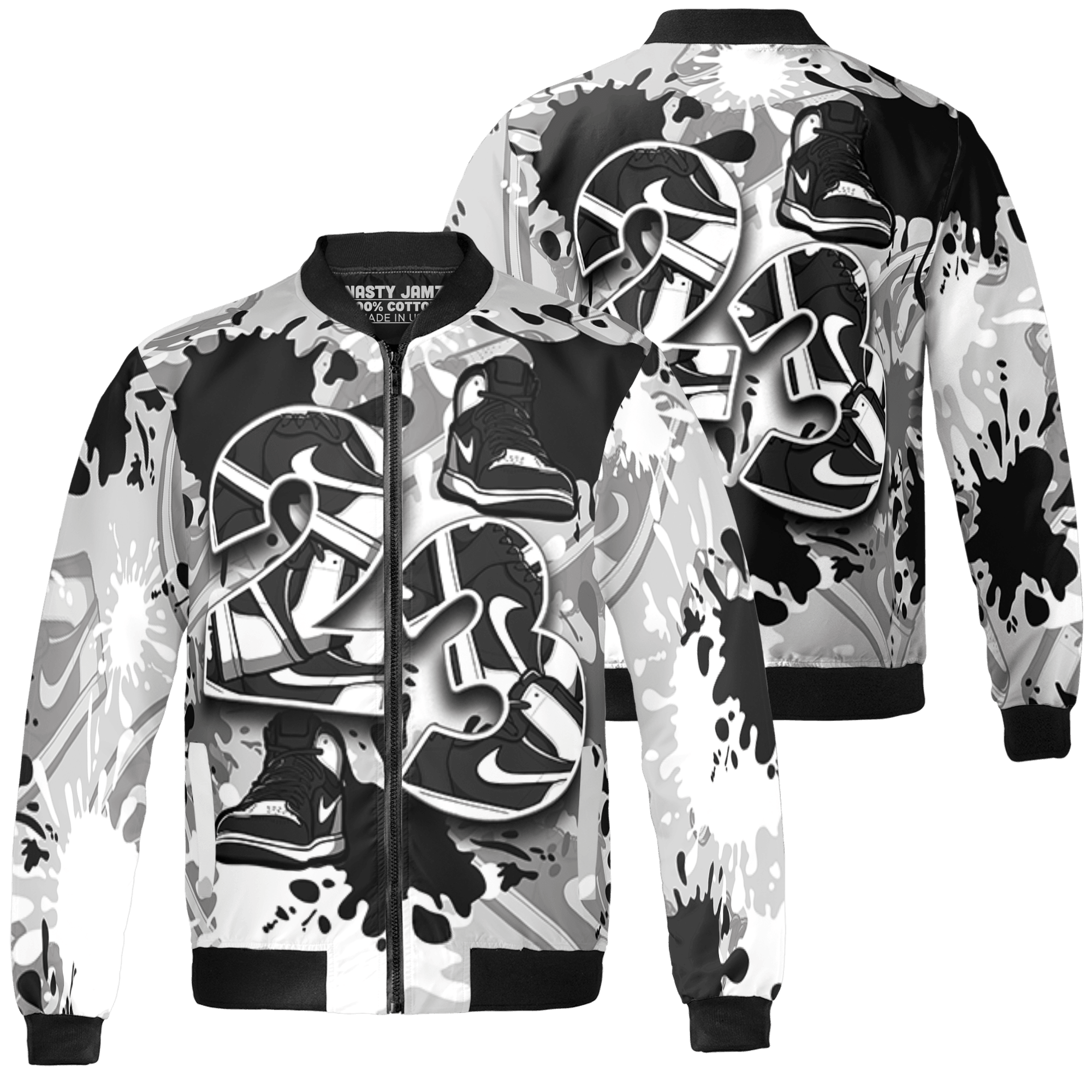 Retro High OG Black White 1s Jacket Match Number 23 Paint Too Many Sneakers - NastyJamz