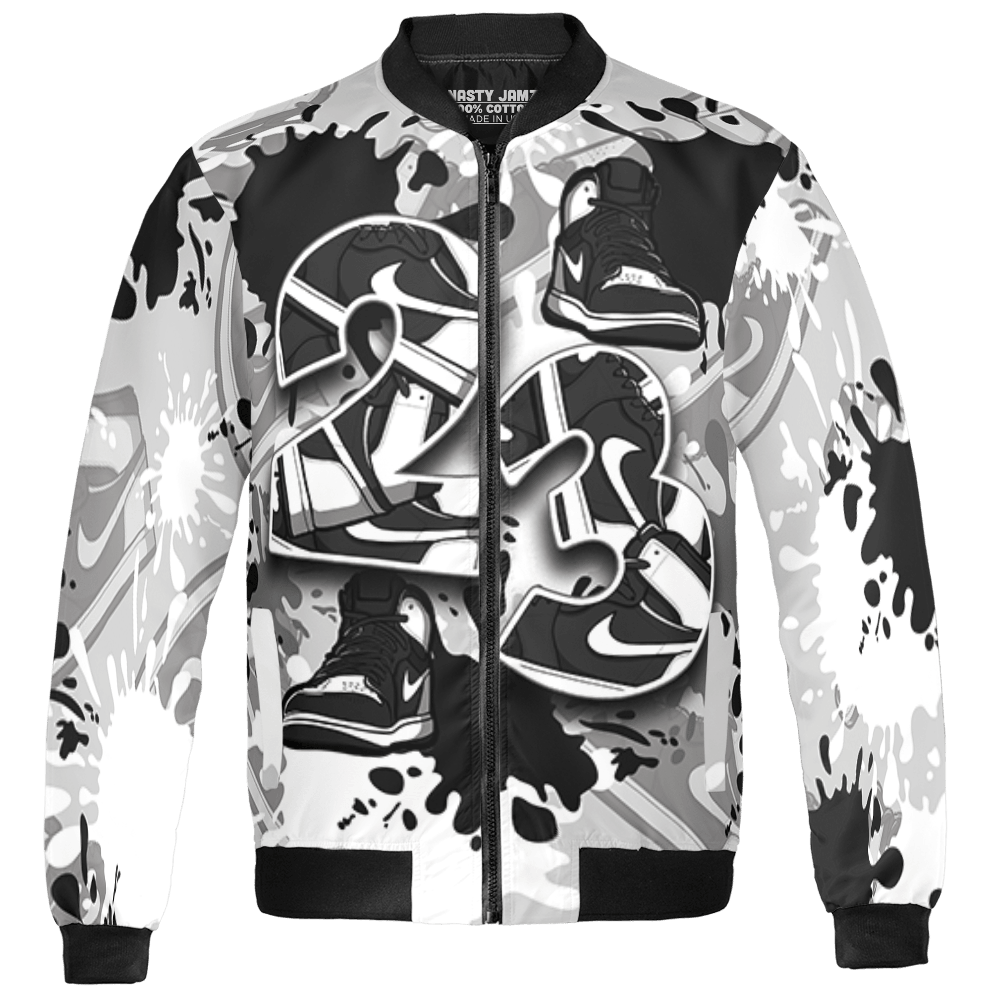Retro High OG Black White 1s Jacket Match Number 23 Paint Too Many Sneakers - NastyJamz