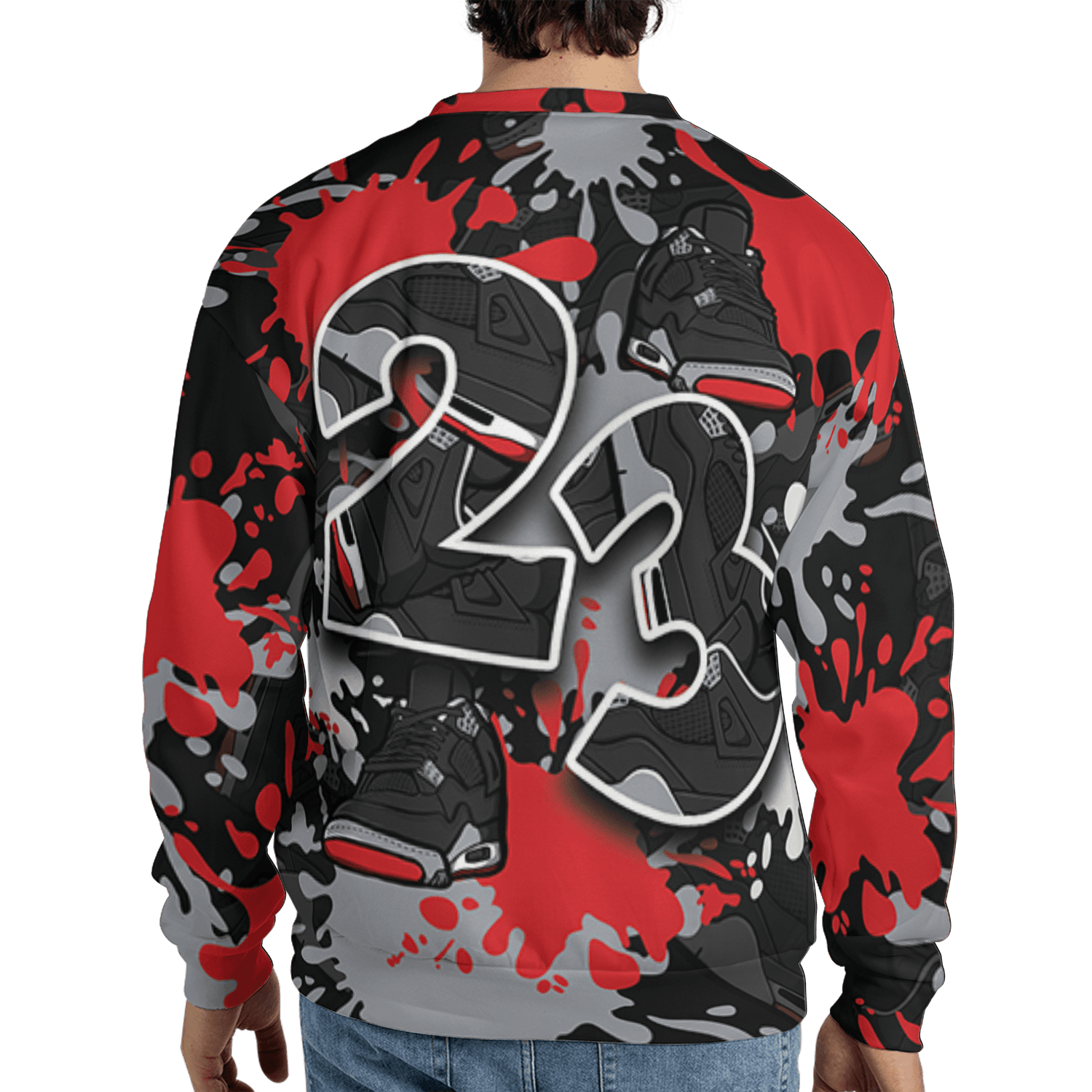 Bred Reimagined 4s Sweatshirt Match Number 23 Paint Too Many Sneakers - NastyJamz