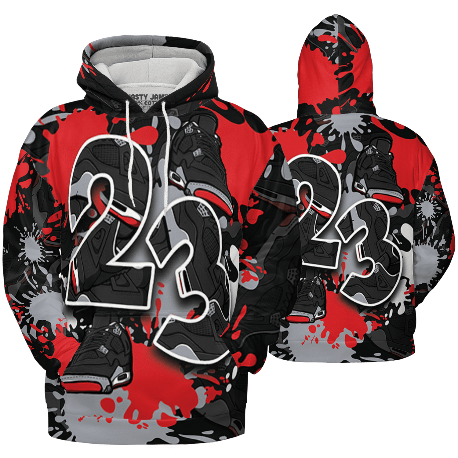 Bred Reimagined 4s Hoodie Match Number 23 Paint Too Many Sneakers - NastyJamz