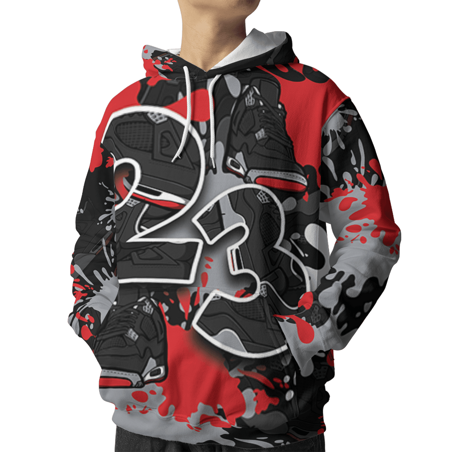 Bred Reimagined 4s Hoodie Match Number 23 Paint Too Many Sneakers - NastyJamz