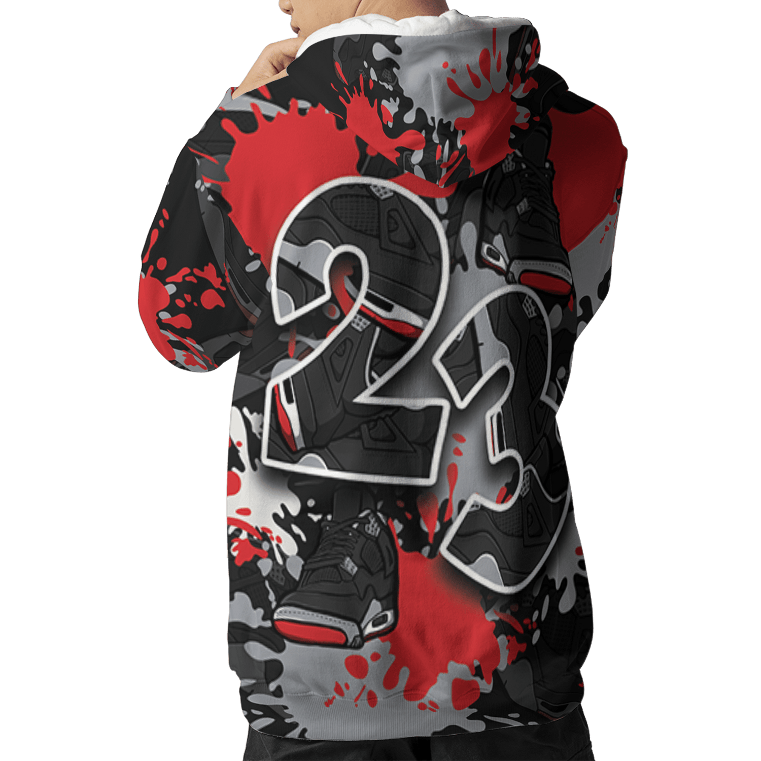 Bred Reimagined 4s Hoodie Match Number 23 Paint Too Many Sneakers - NastyJamz