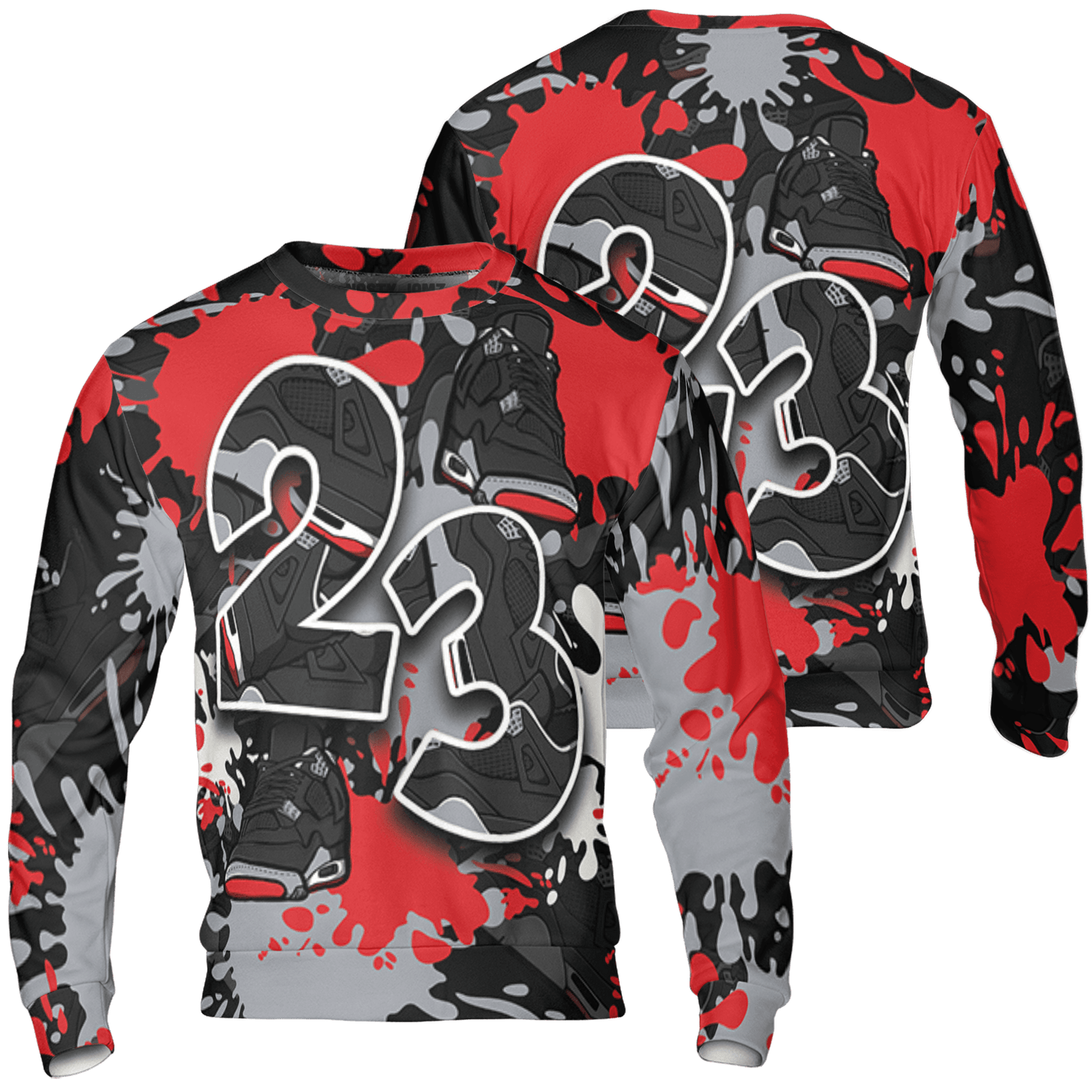 Bred Reimagined 4s Sweatshirt Match Number 23 Paint Too Many Sneakers - NastyJamz