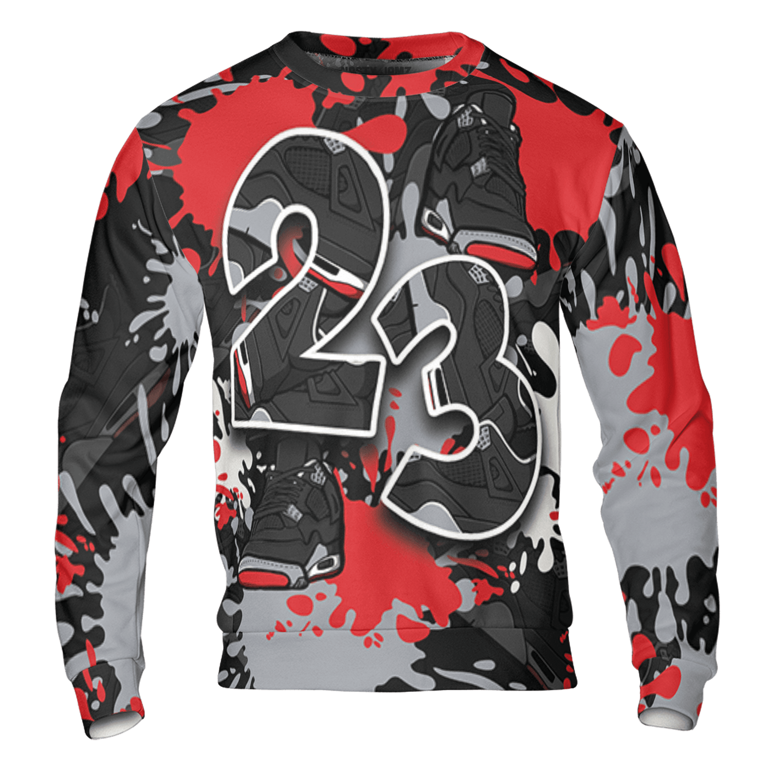 Bred Reimagined 4s Sweatshirt Match Number 23 Paint Too Many Sneakers - NastyJamz