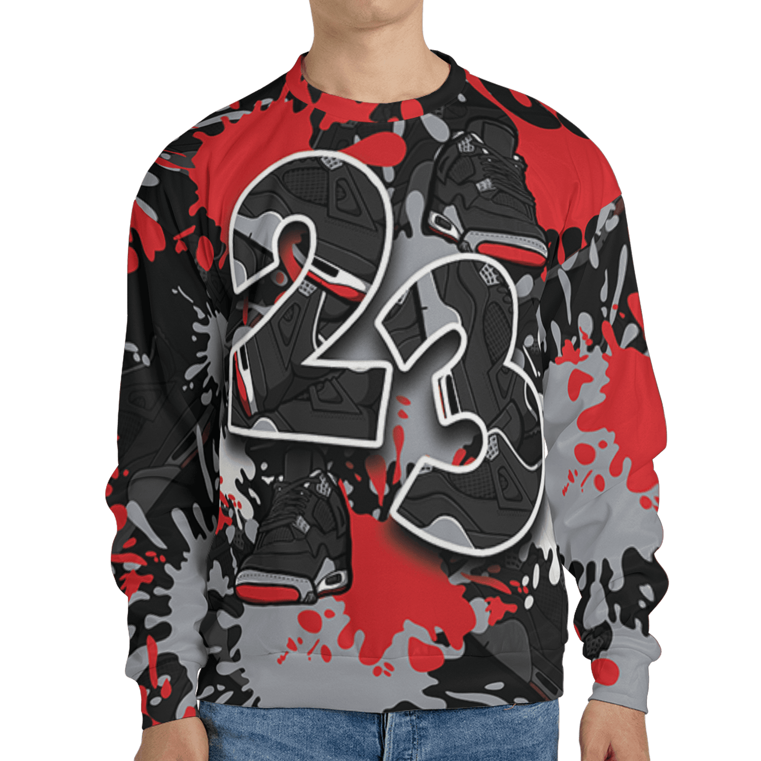 Bred Reimagined 4s Sweatshirt Match Number 23 Paint Too Many Sneakers - NastyJamz