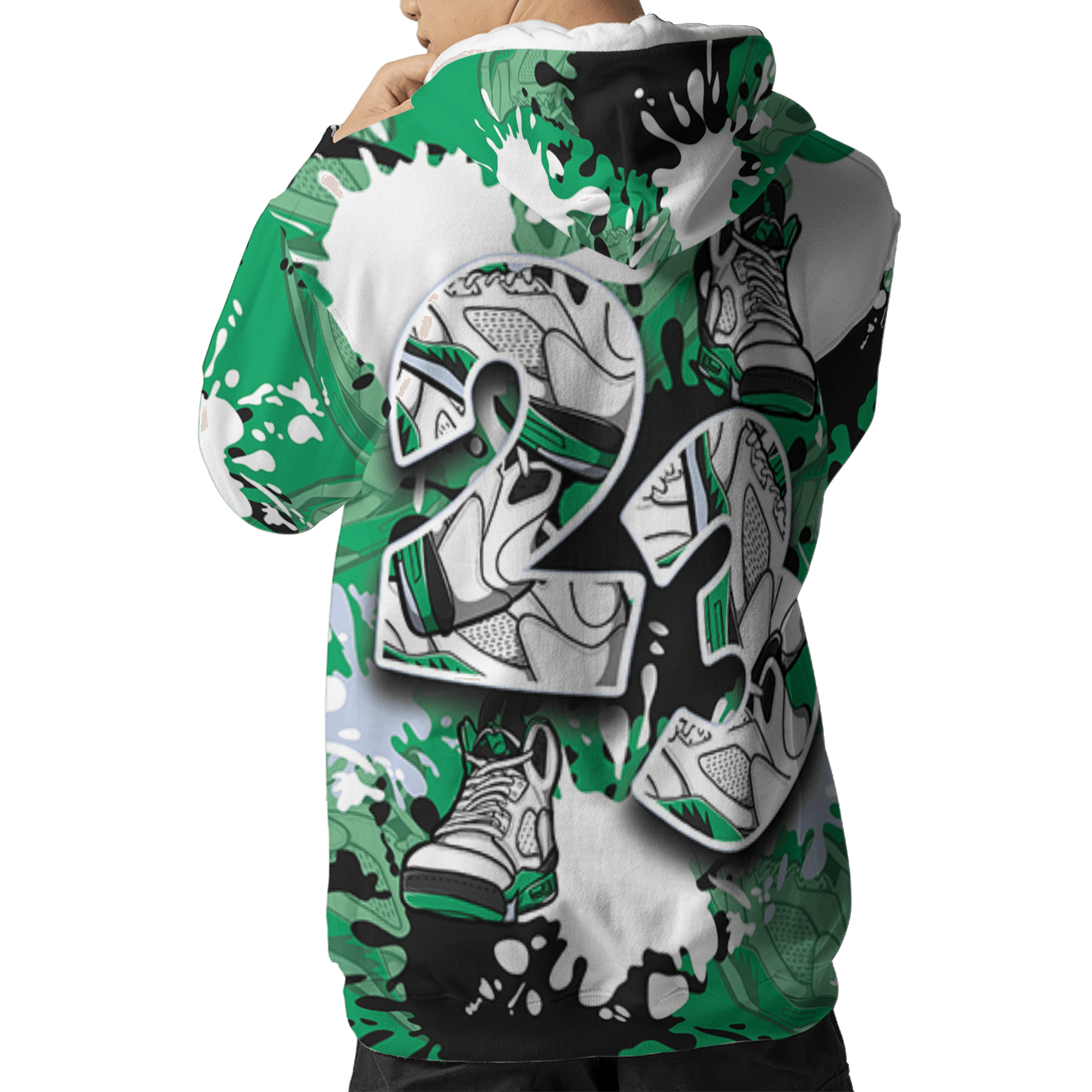 Lucky Green 5s Hoodie Match Number 23 Paint Too Many Sneakers - NastyJamz