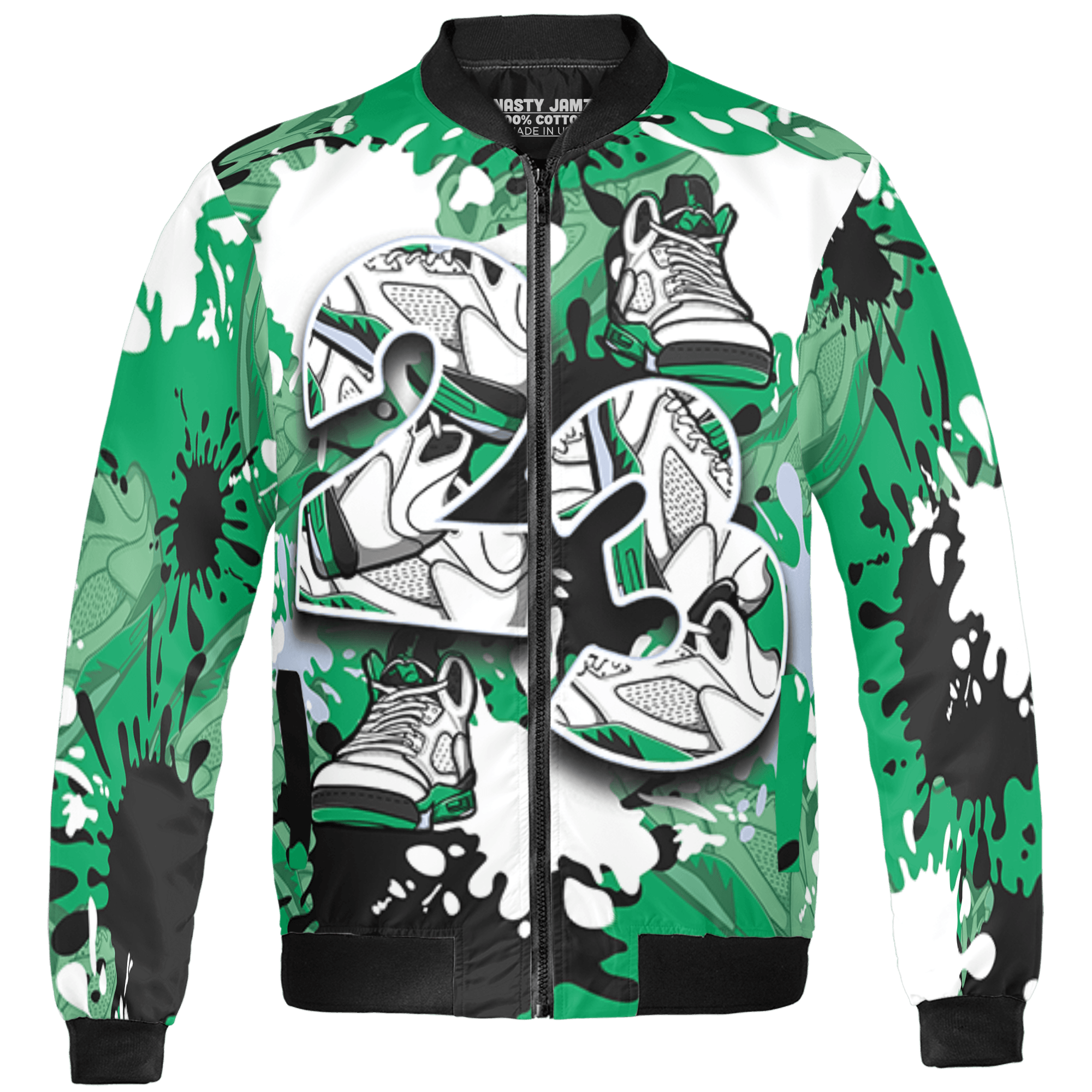 Lucky Green 5s Jacket Match Number 23 Paint Too Many Sneakers - NastyJamz
