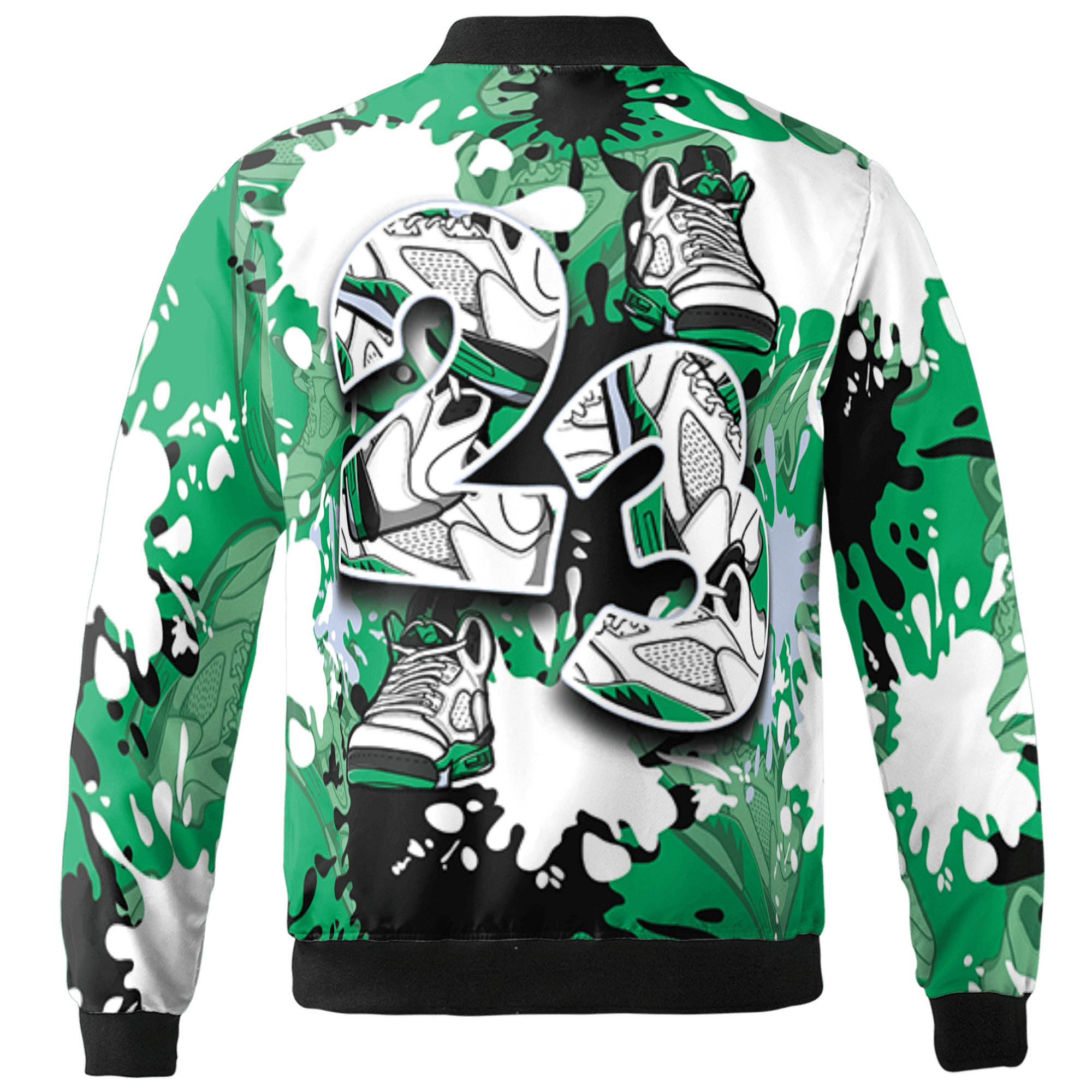 Lucky Green 5s Jacket Match Number 23 Paint Too Many Sneakers - NastyJamz