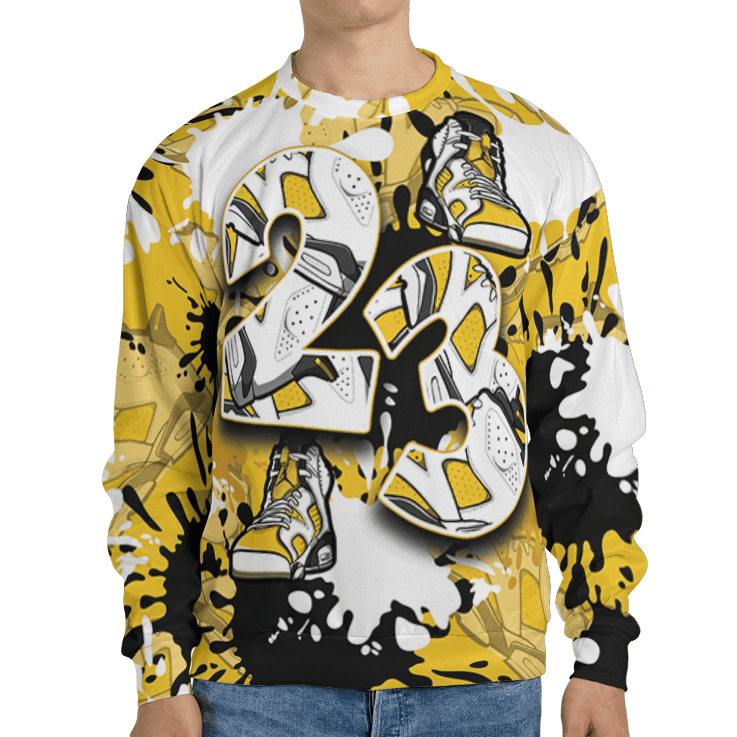 Yellow Ochre 6s Sweatshirt Match Number 23 Paint Too Many Sneakers - NastyJamz