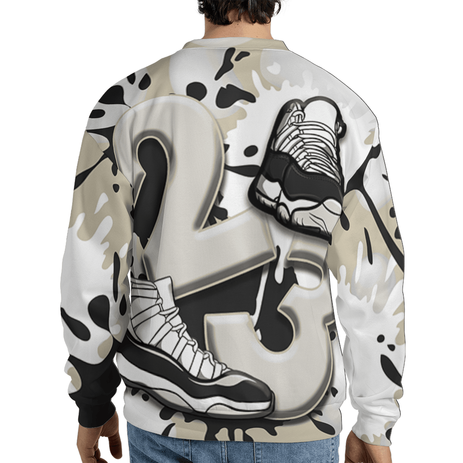 Gratitude 11s Sweatshirt Match Number 23 Paint White Monochrome Ball 3D All-Over Print - NastyJamz