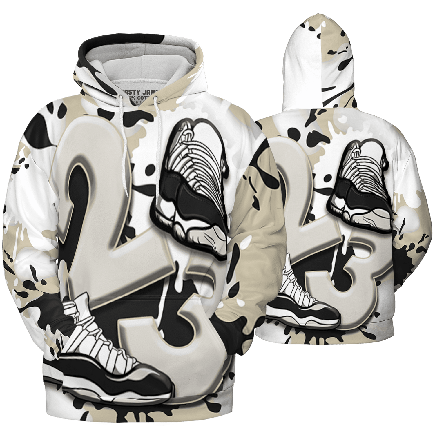 Gratitude 11s Hoodie Match Number 23 Paint White Monochrome Ball 3D All-Over Print - NastyJamz