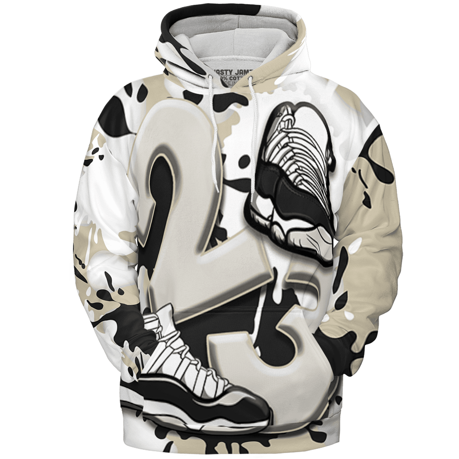 Gratitude 11s Hoodie Match Number 23 Paint White Monochrome Ball 3D All-Over Print - NastyJamz
