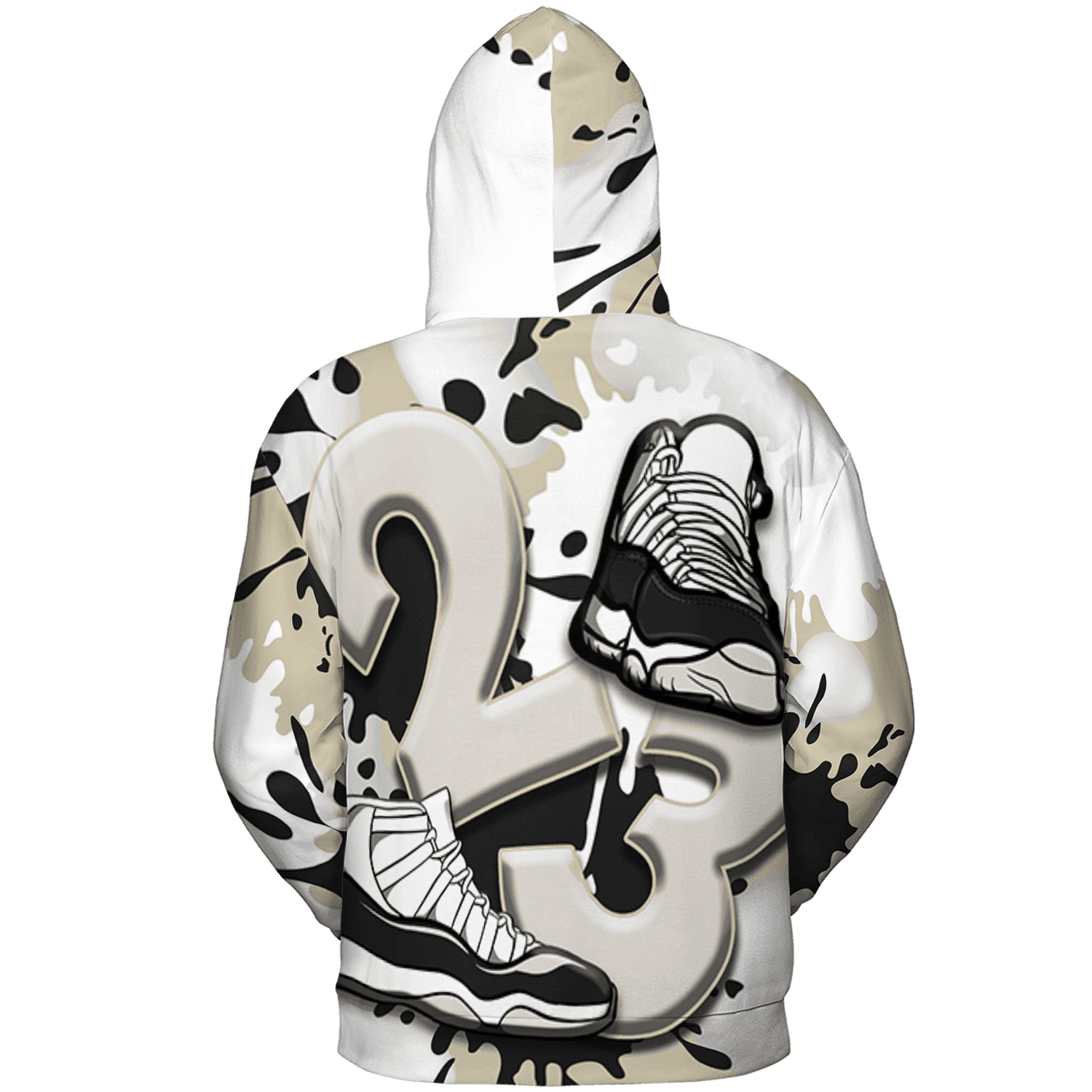 Gratitude 11s Hoodie Match Number 23 Paint White Monochrome Ball 3D All-Over Print - NastyJamz