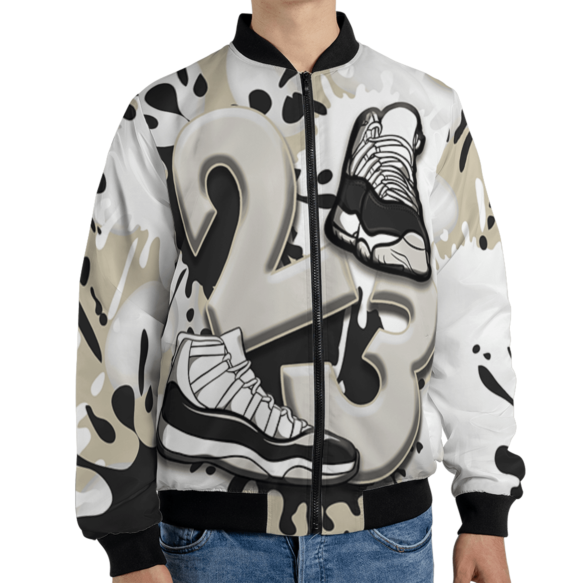 Gratitude 11s Jacket Match Number 23 Paint White Monochrome Ball 3D All-Over Print - NastyJamz